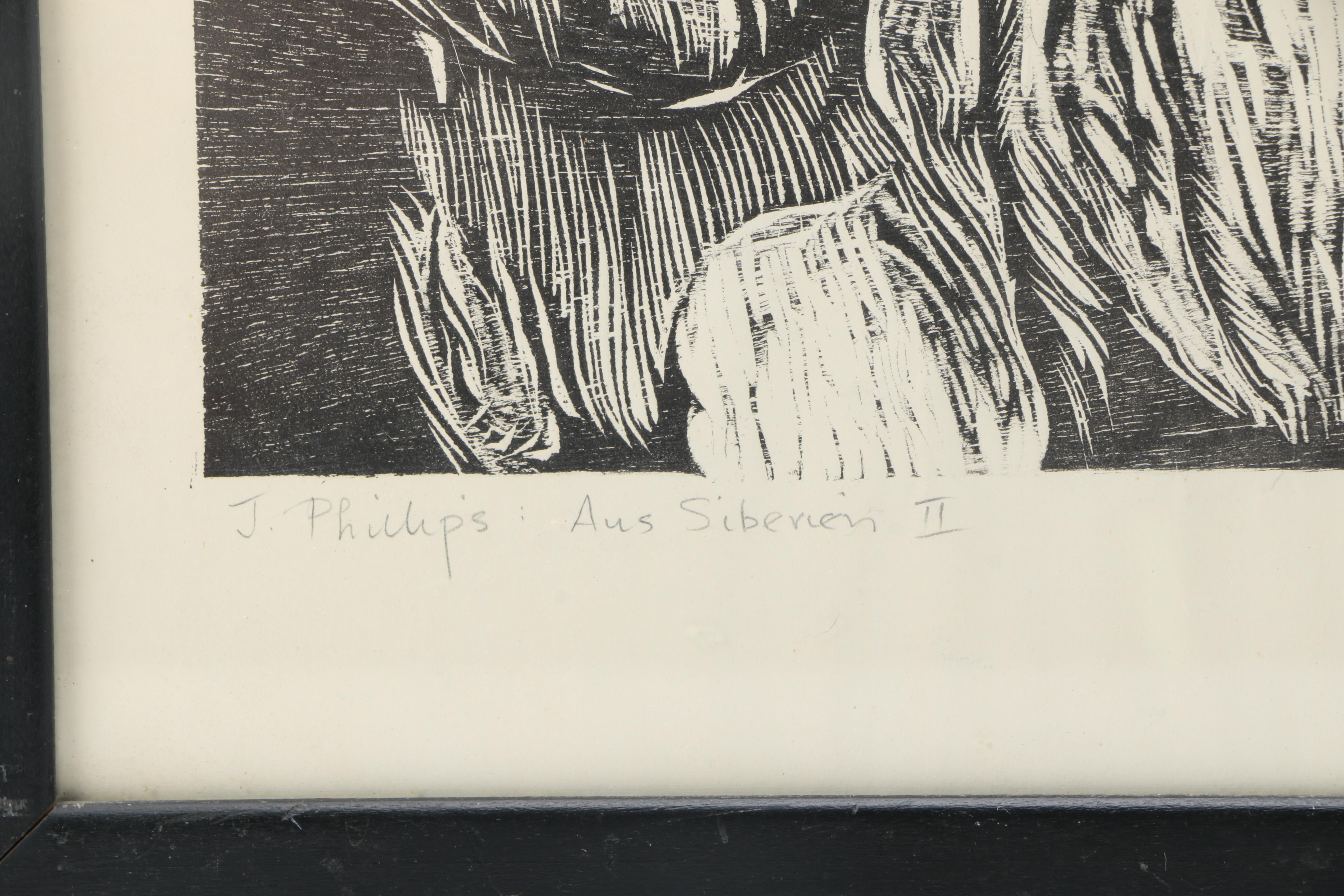 J. Phillips Limited Edition Woodbock Print "Aus Siberien II"
