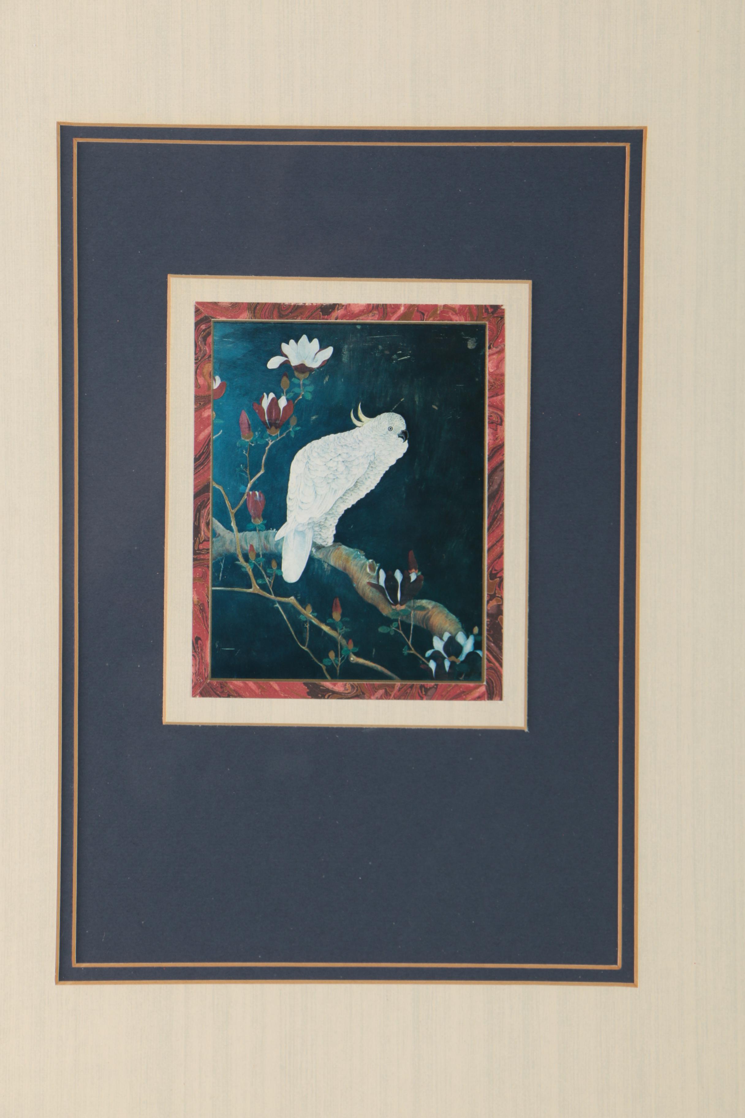 Offset Lithograph of a Cockatoo in East Asian Style
