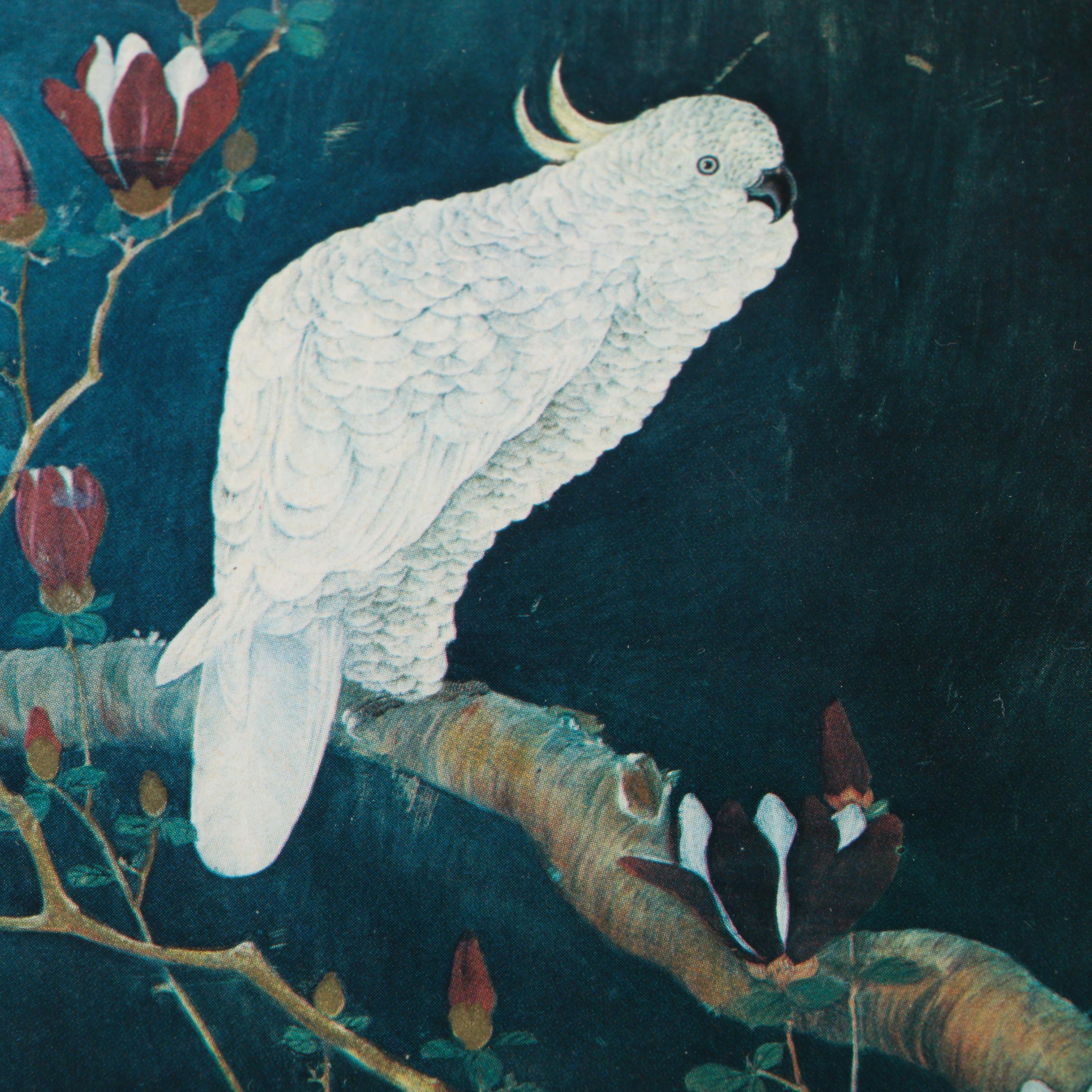 Offset Lithograph of a Cockatoo in East Asian Style