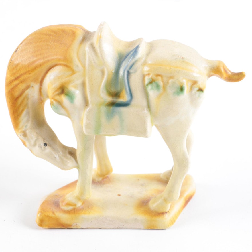 Glazed Art Pottery Tang Horse Figurine