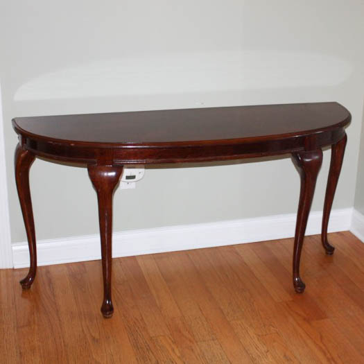 Queen Anne Style Demilune Console Table