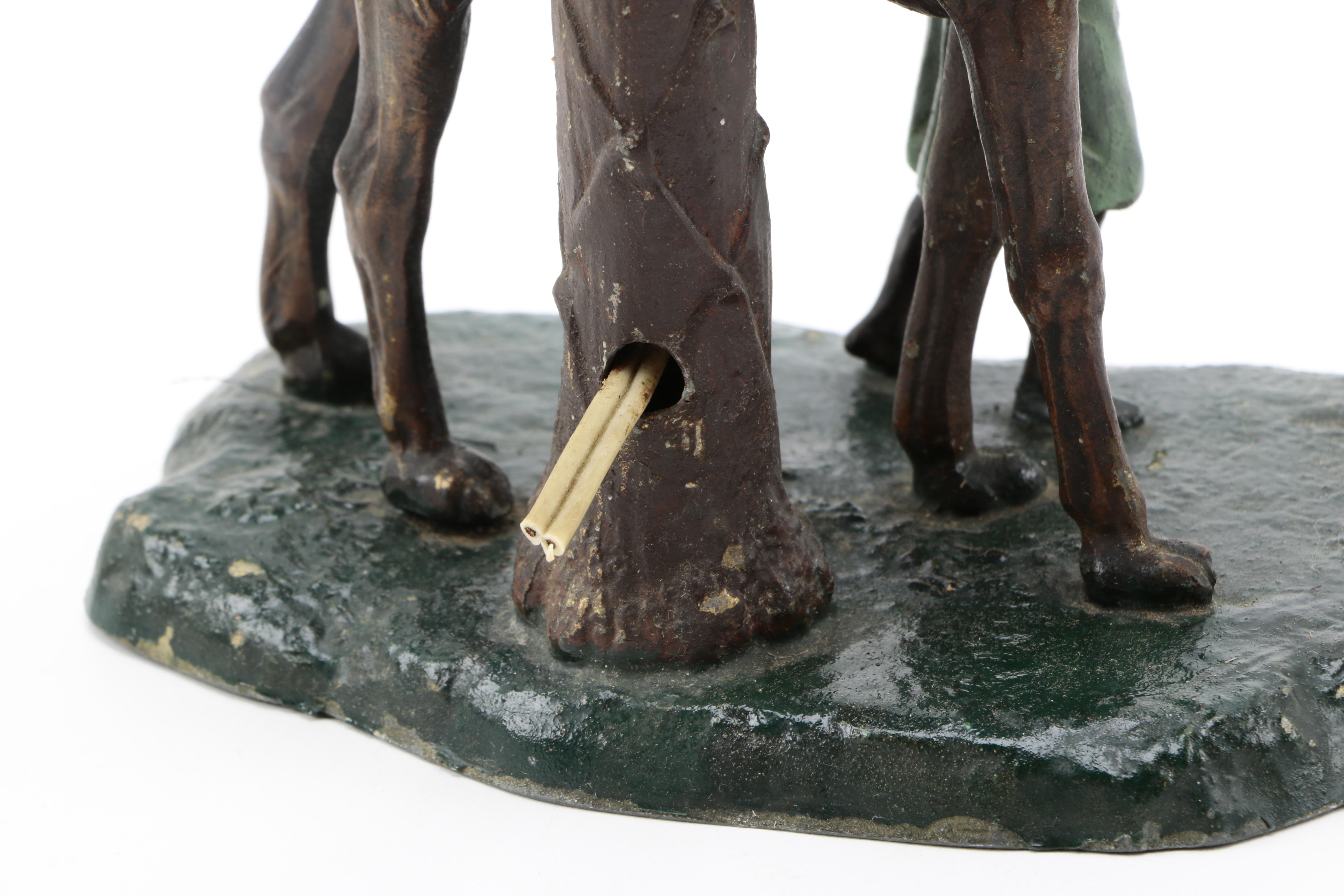 Austrian Cold-Painted Metal Sculptural Lamp of Camel and Traveler