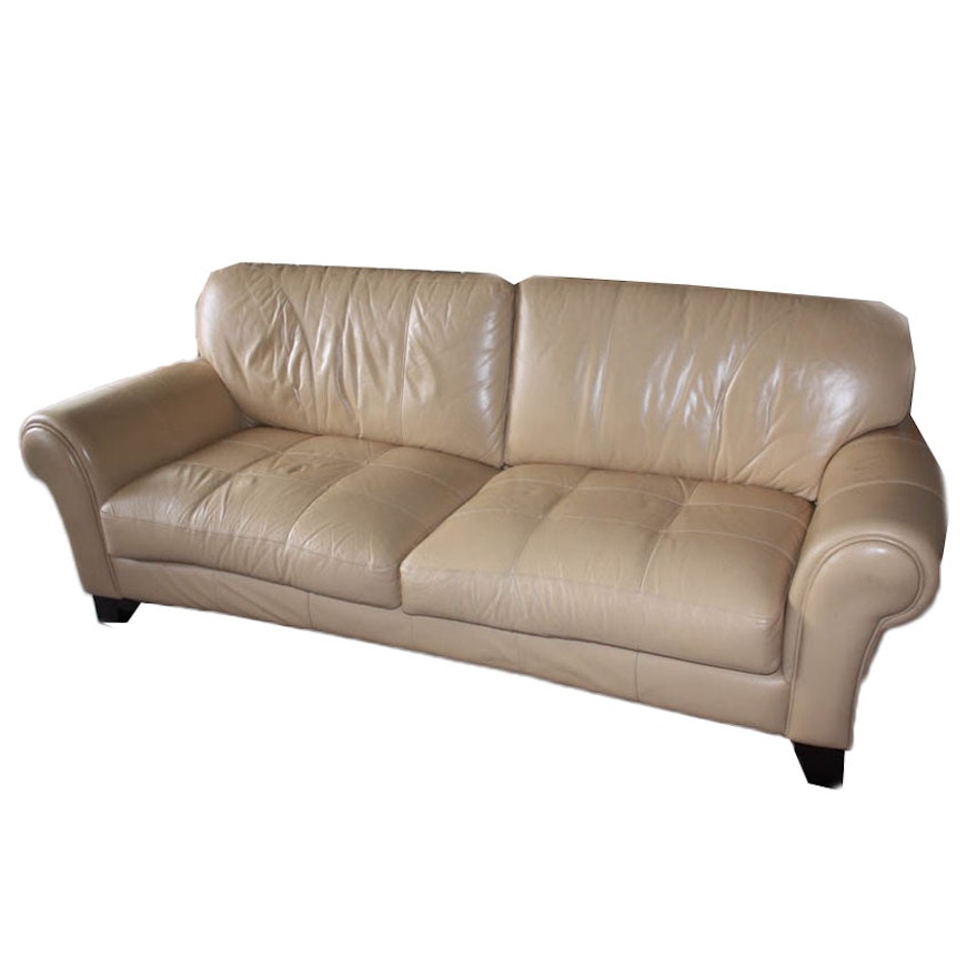 Tan Leather Couch by Robinson & Robinson, Inc for Havertys