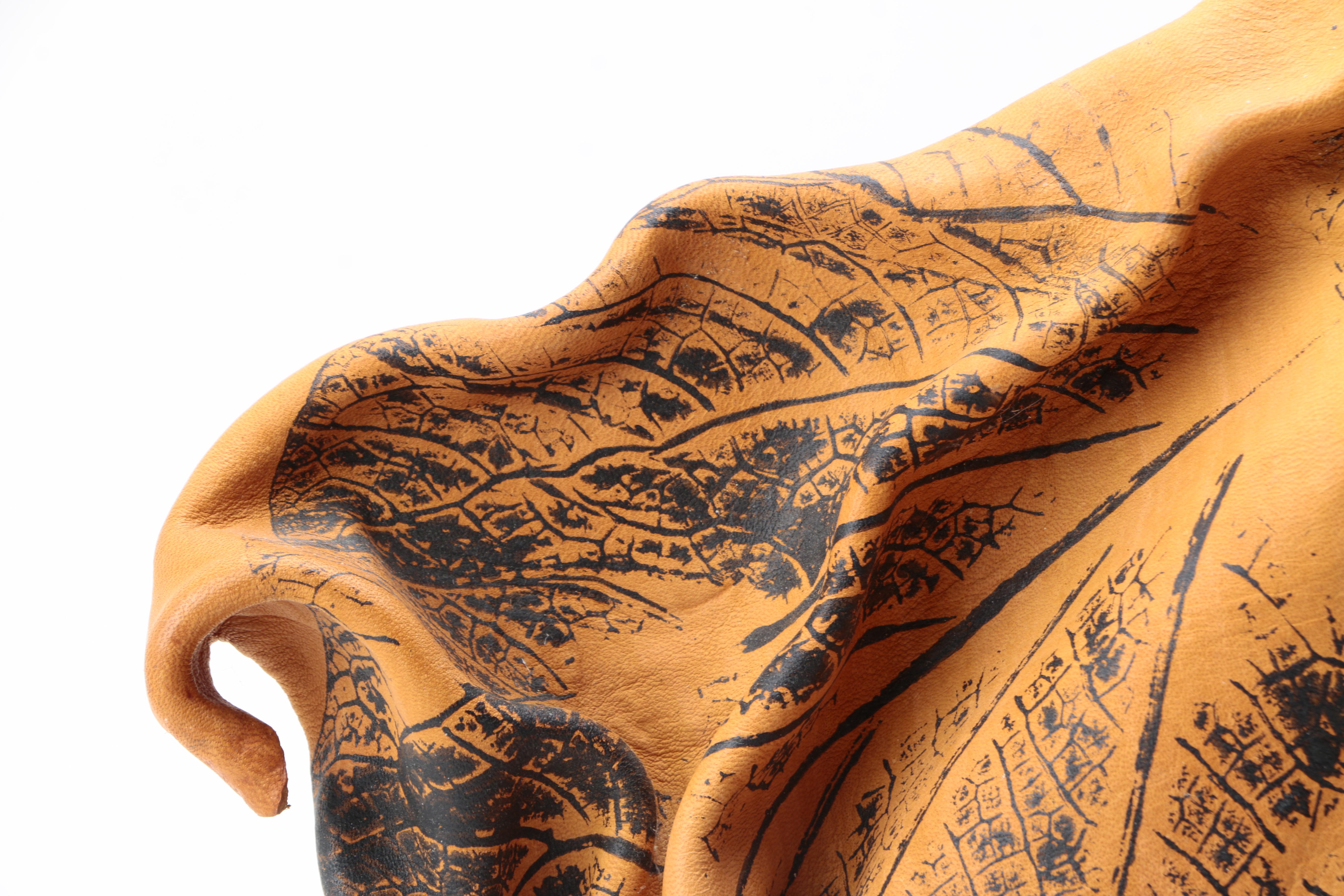 Emi Ogi Carved Wooden and Leather Wall Hanging of Bearded Man