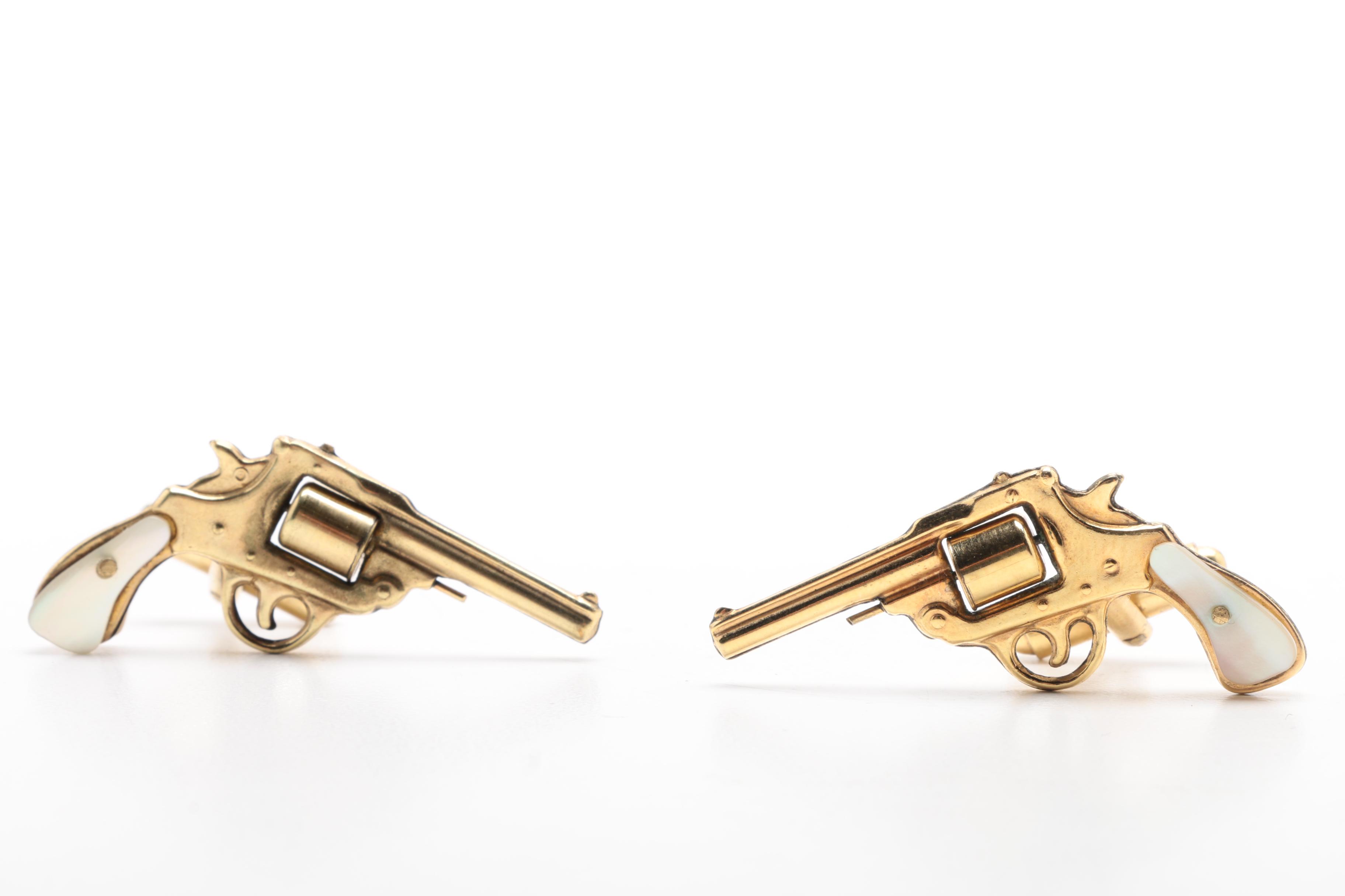 1950's Revolver Cufflinks with Mother of Pearl Handles