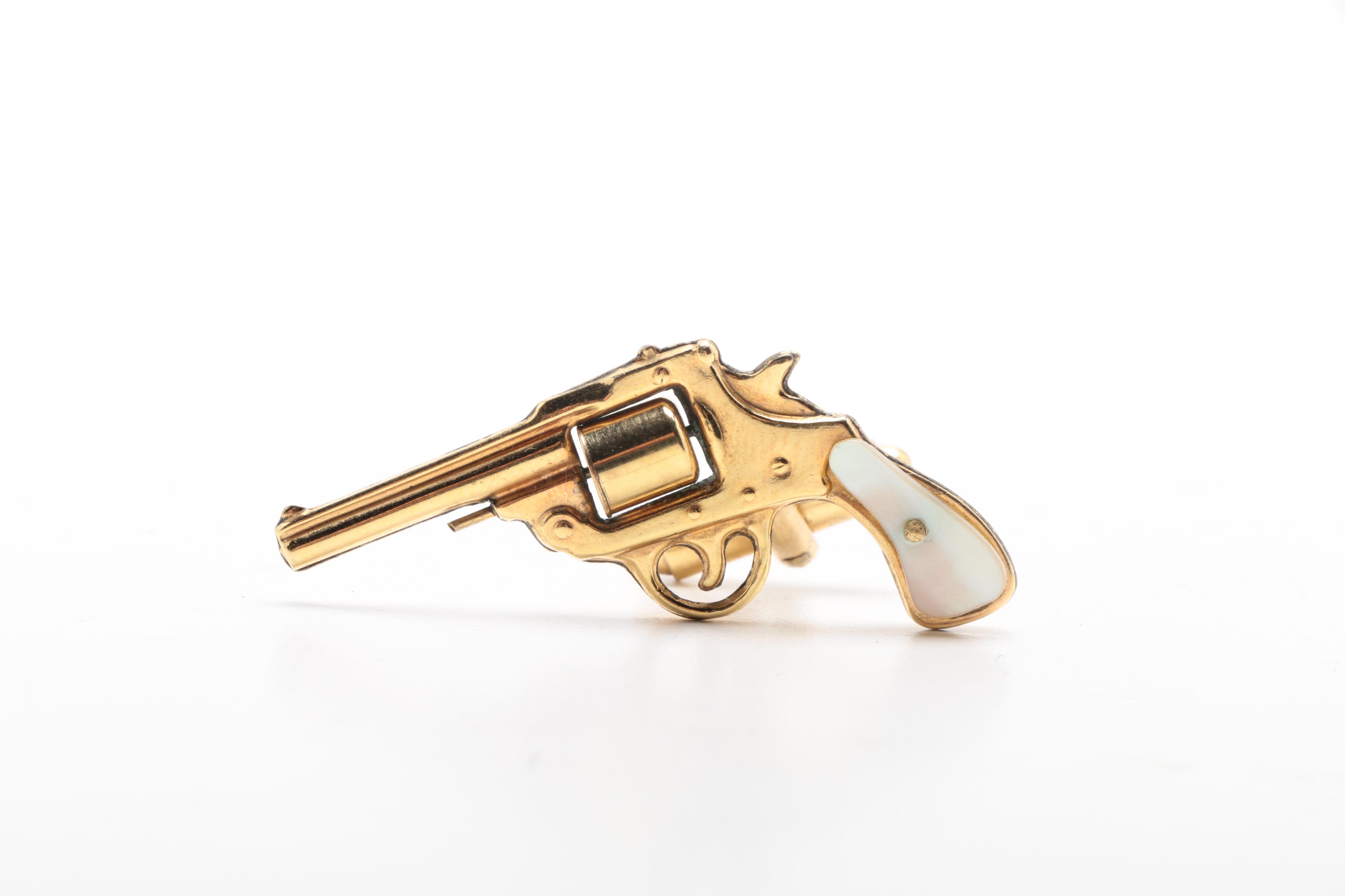 1950's Revolver Cufflinks with Mother of Pearl Handles
