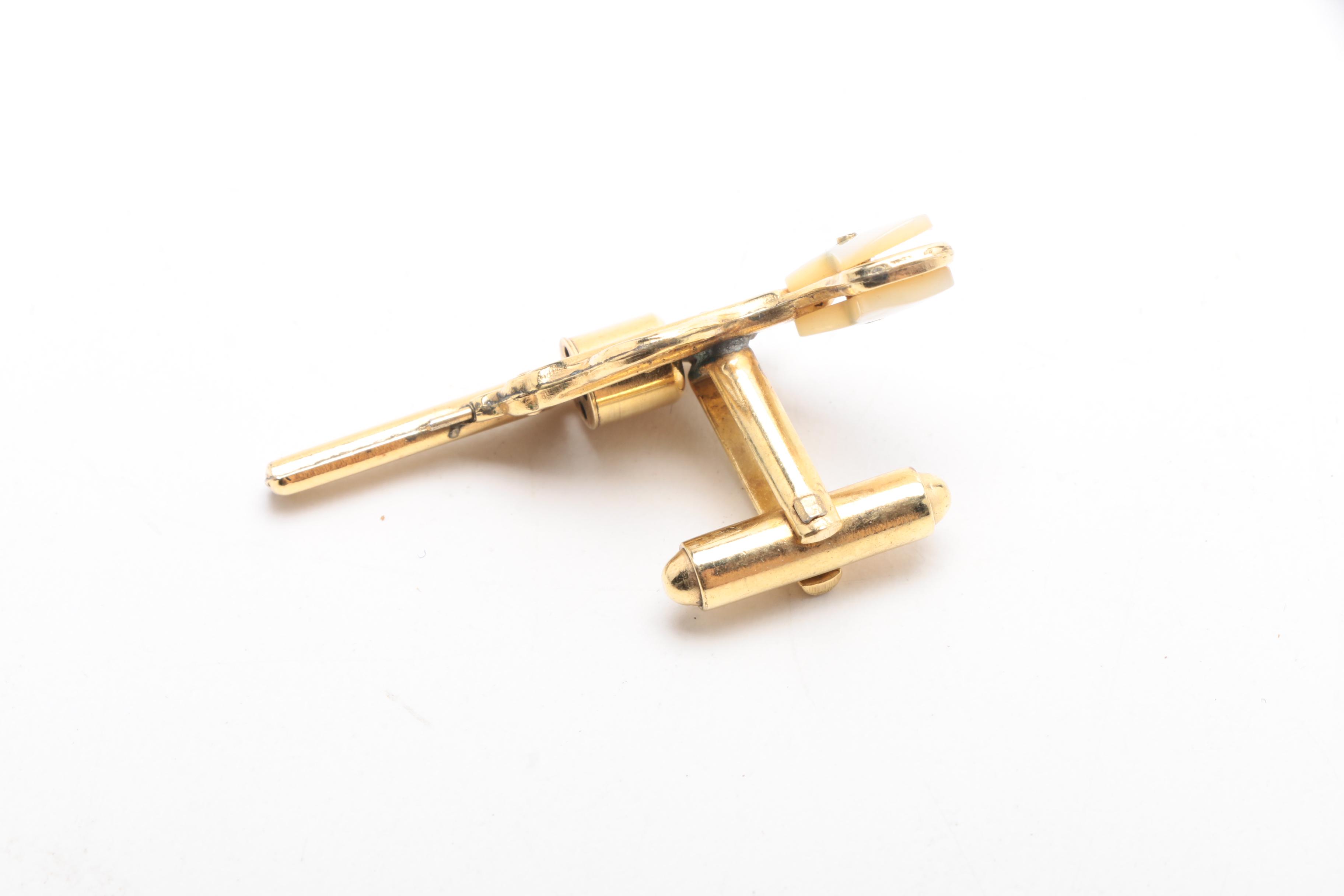1950's Revolver Cufflinks with Mother of Pearl Handles
