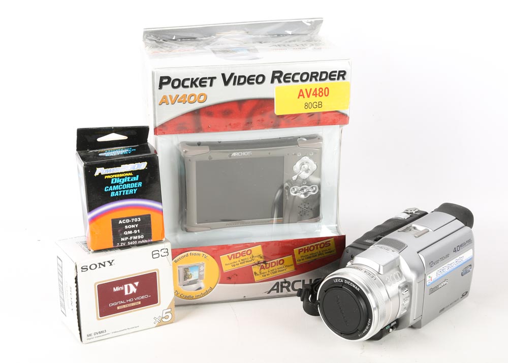 Vintage Camcorders Including Panasonic and Accessories