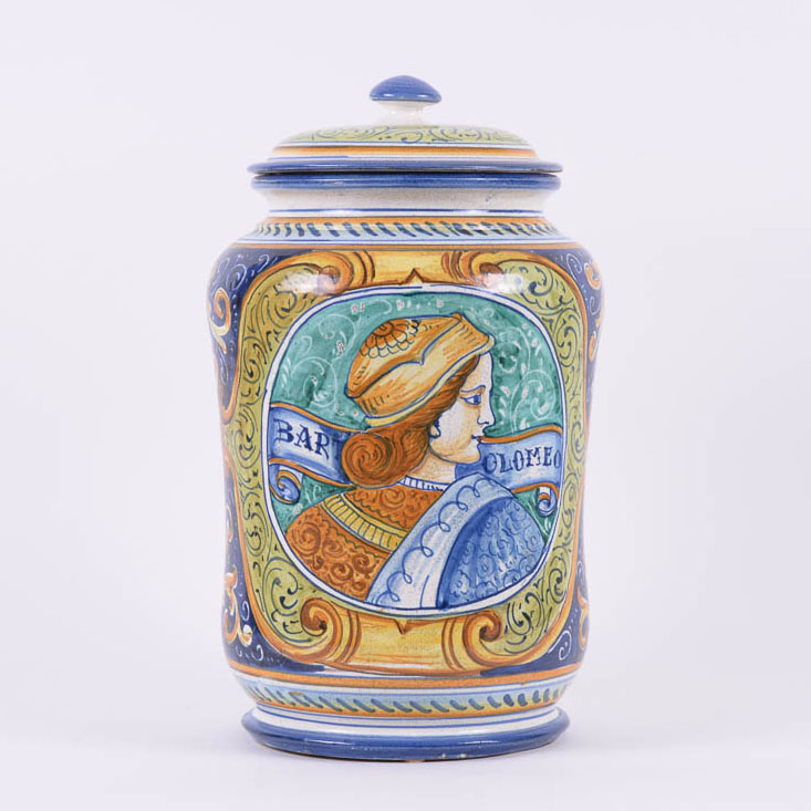 Rigattieri Italian Hand-Painted Ceramic "Bartolomeo" Lidded Vase