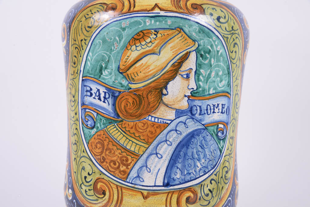 Rigattieri Italian Hand-Painted Ceramic "Bartolomeo" Lidded Vase