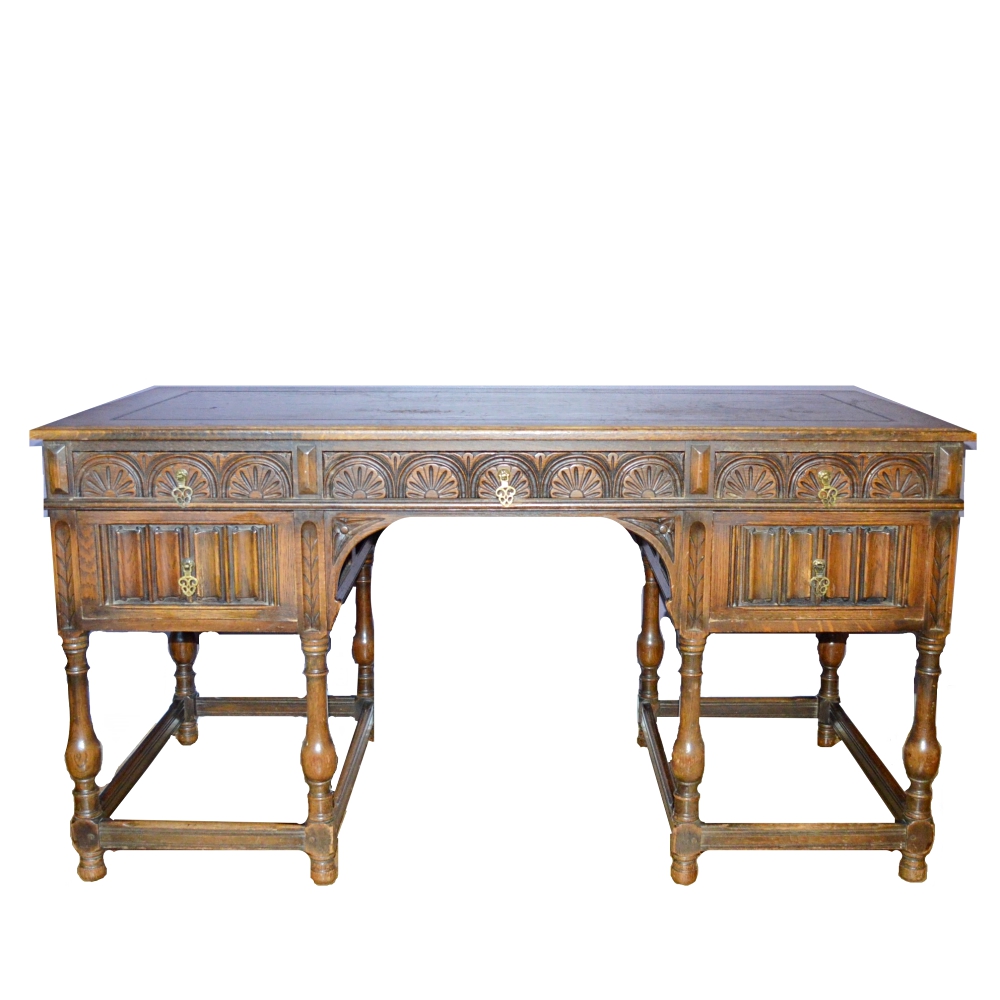 Revival Style Oak Writing Desk by Kittinger