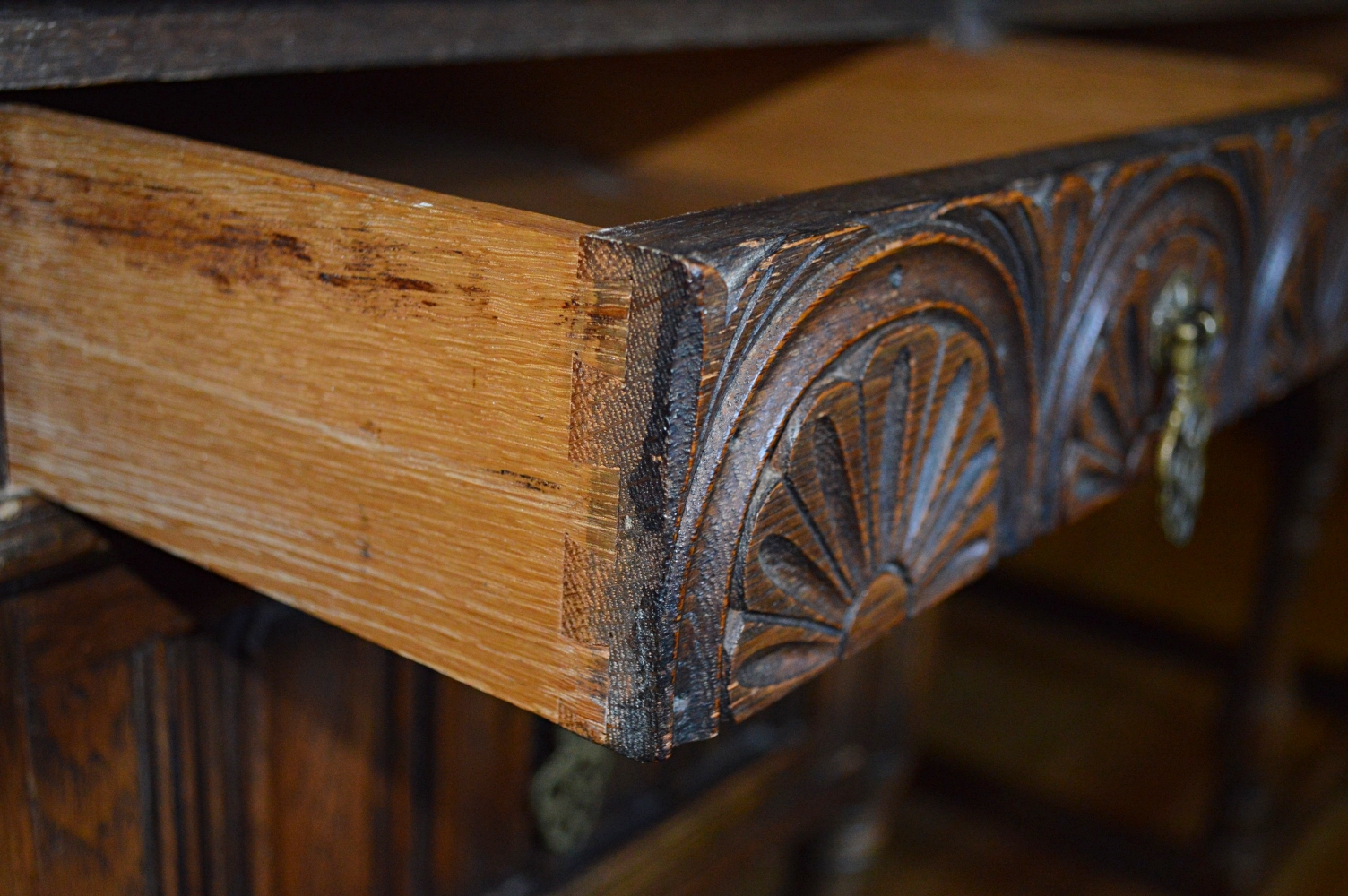 Revival Style Oak Writing Desk by Kittinger