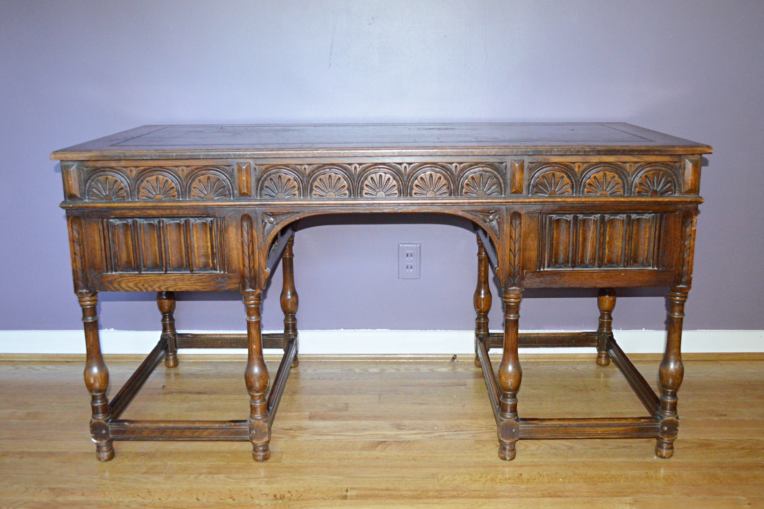 Revival Style Oak Writing Desk by Kittinger