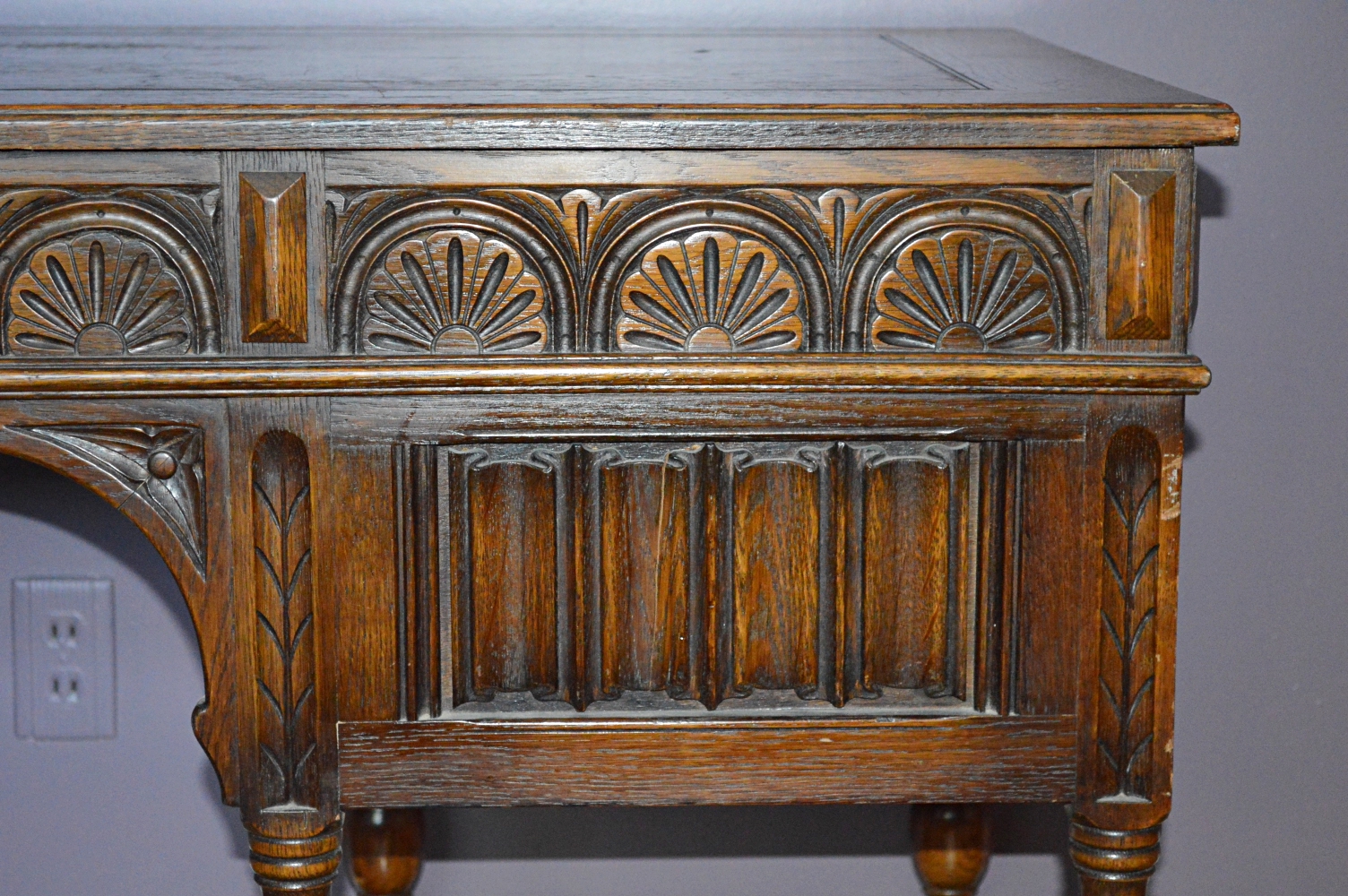 Revival Style Oak Writing Desk by Kittinger