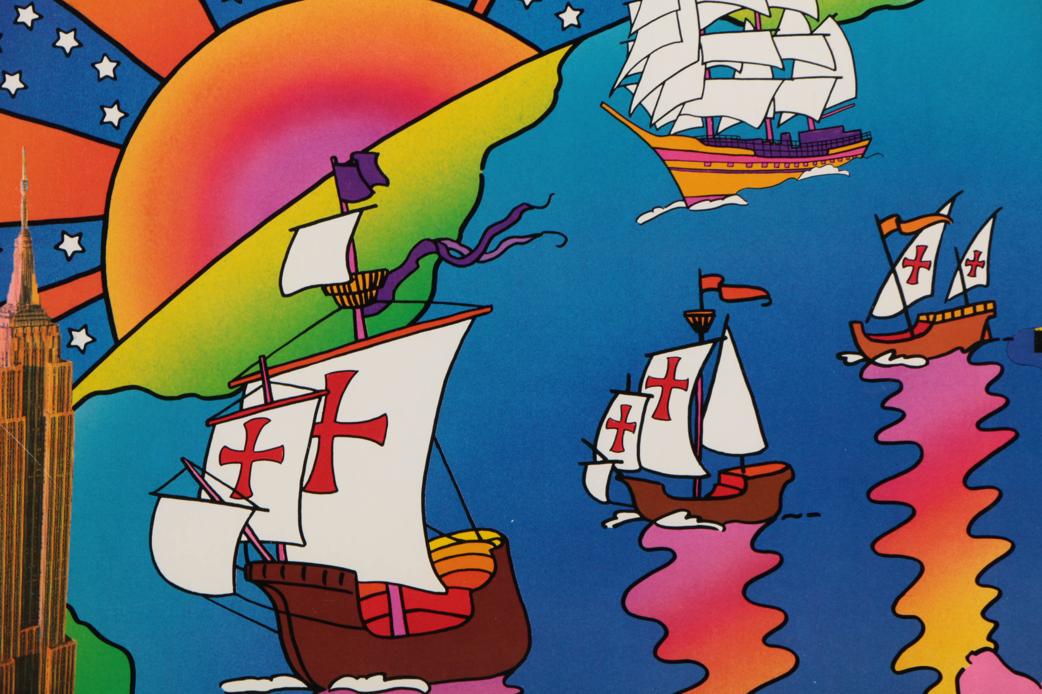Peter Max Offset Lithograph Poster "The Columbus Quincentennial"