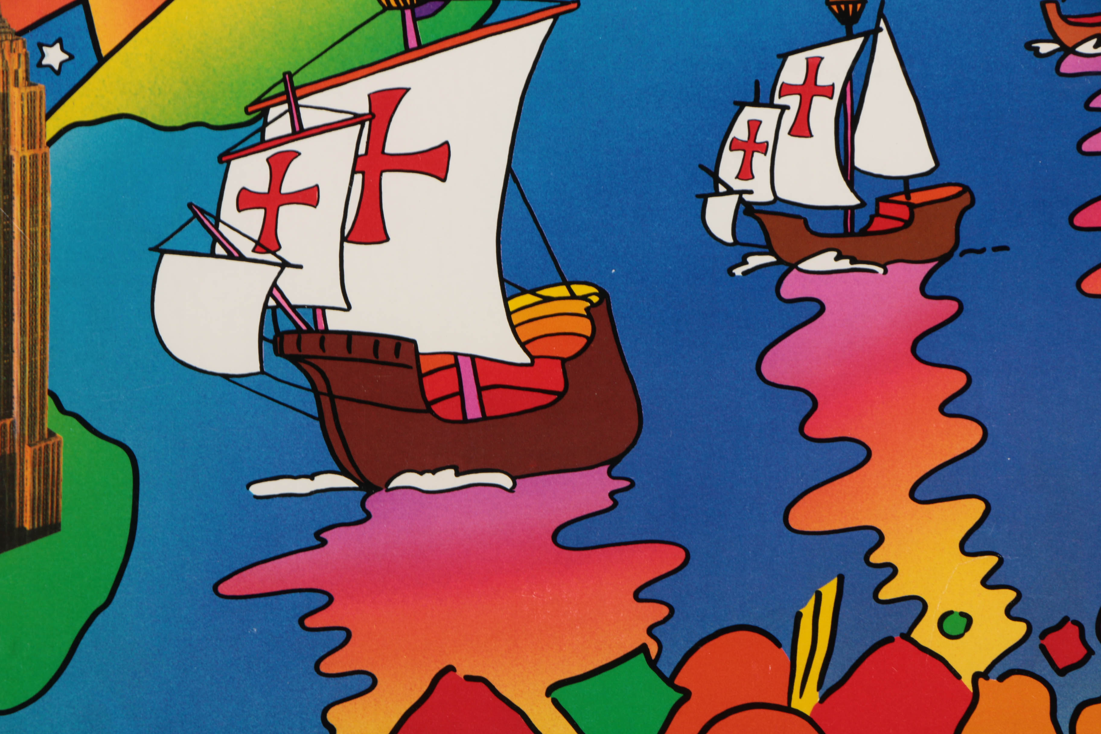 Peter Max Offset Lithograph Poster "The Columbus Quincentennial"