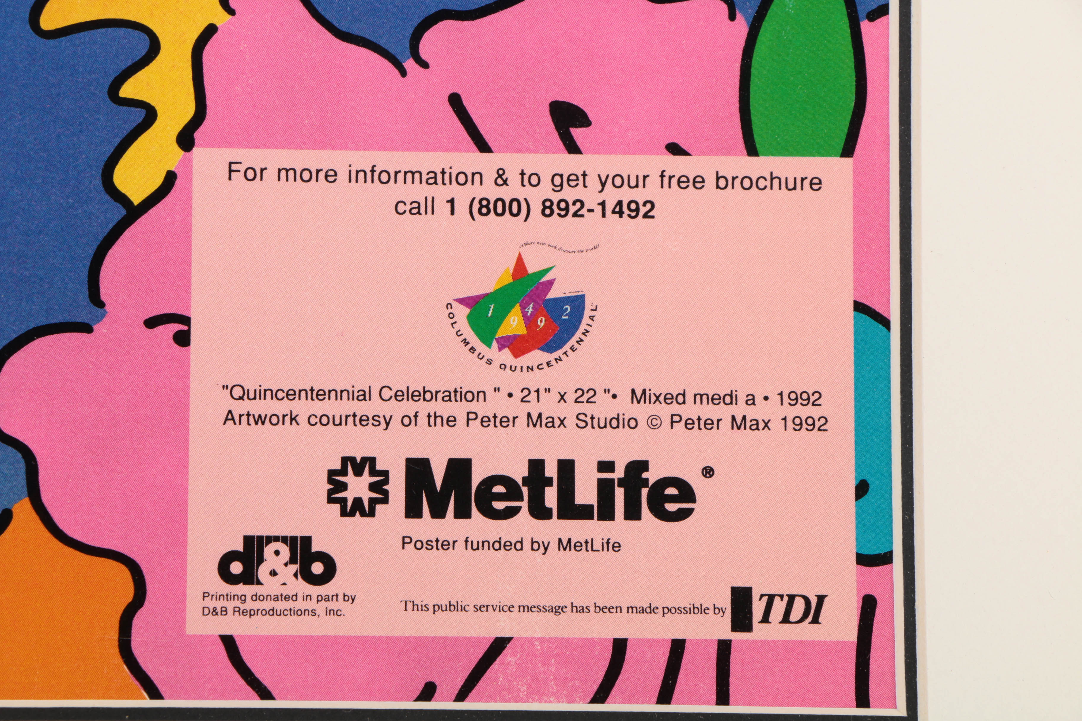 Peter Max Offset Lithograph Poster "The Columbus Quincentennial"