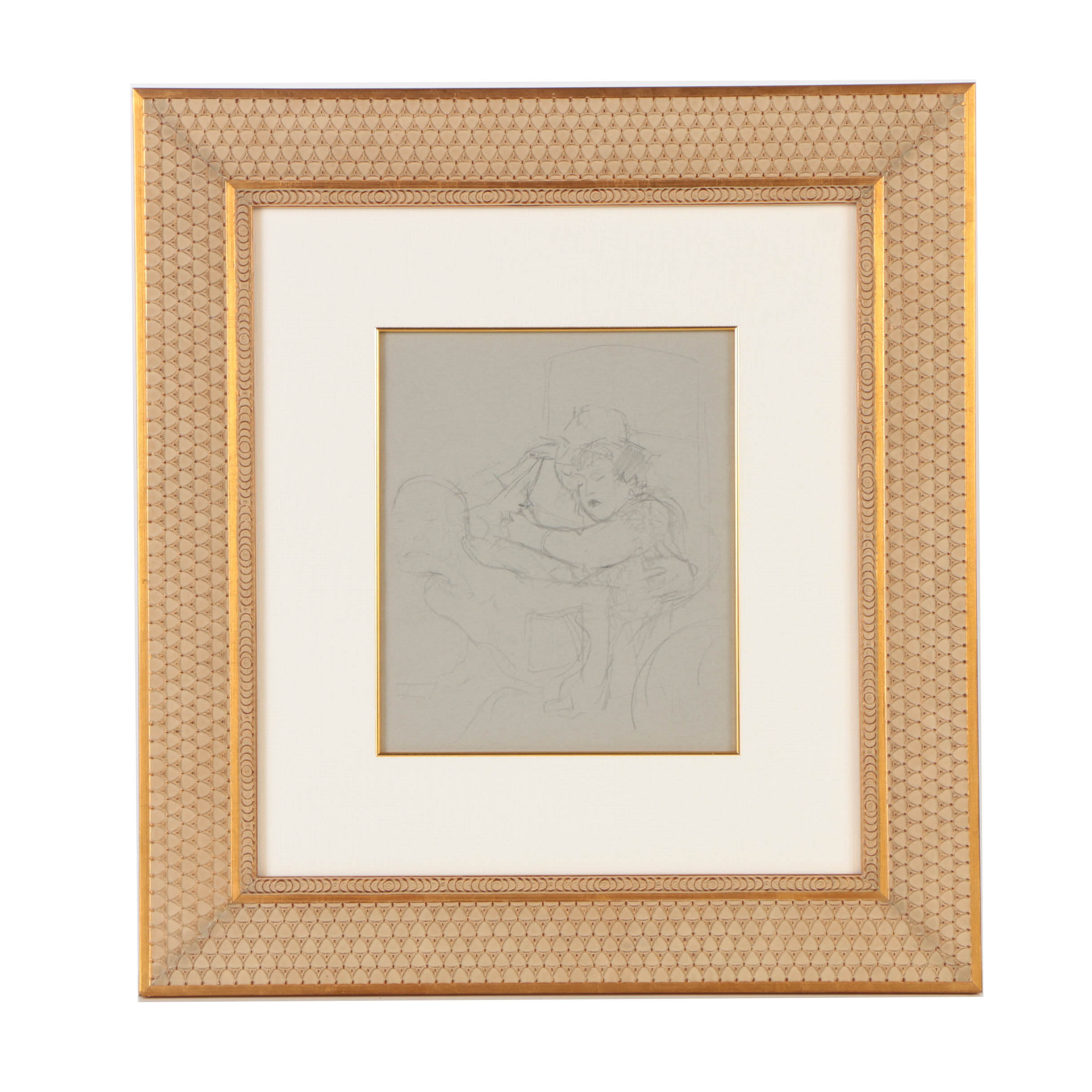 Jack Levine Pochoir Lithograph on Paper "Untitled 6"