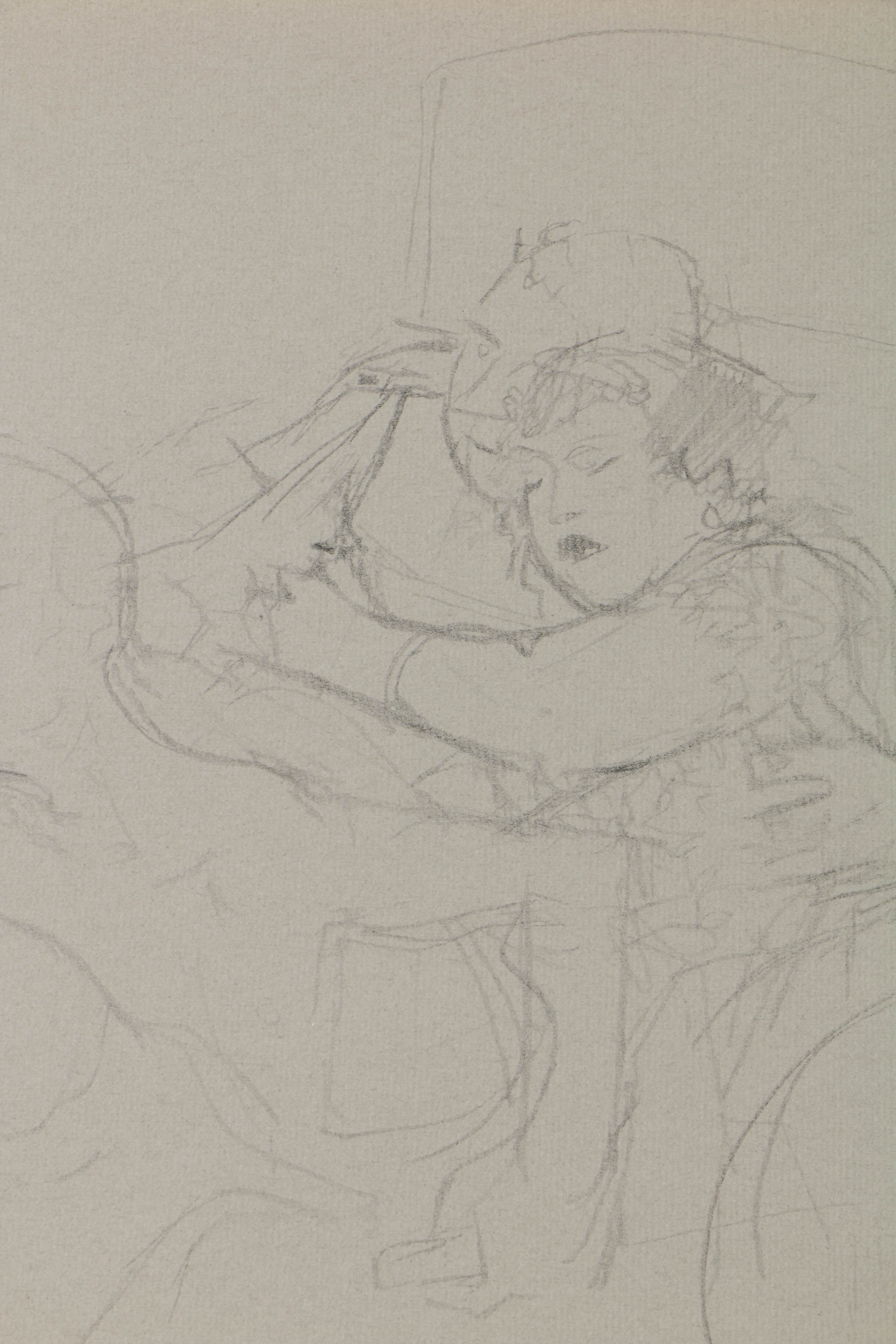 Jack Levine Pochoir Lithograph on Paper "Untitled 6"