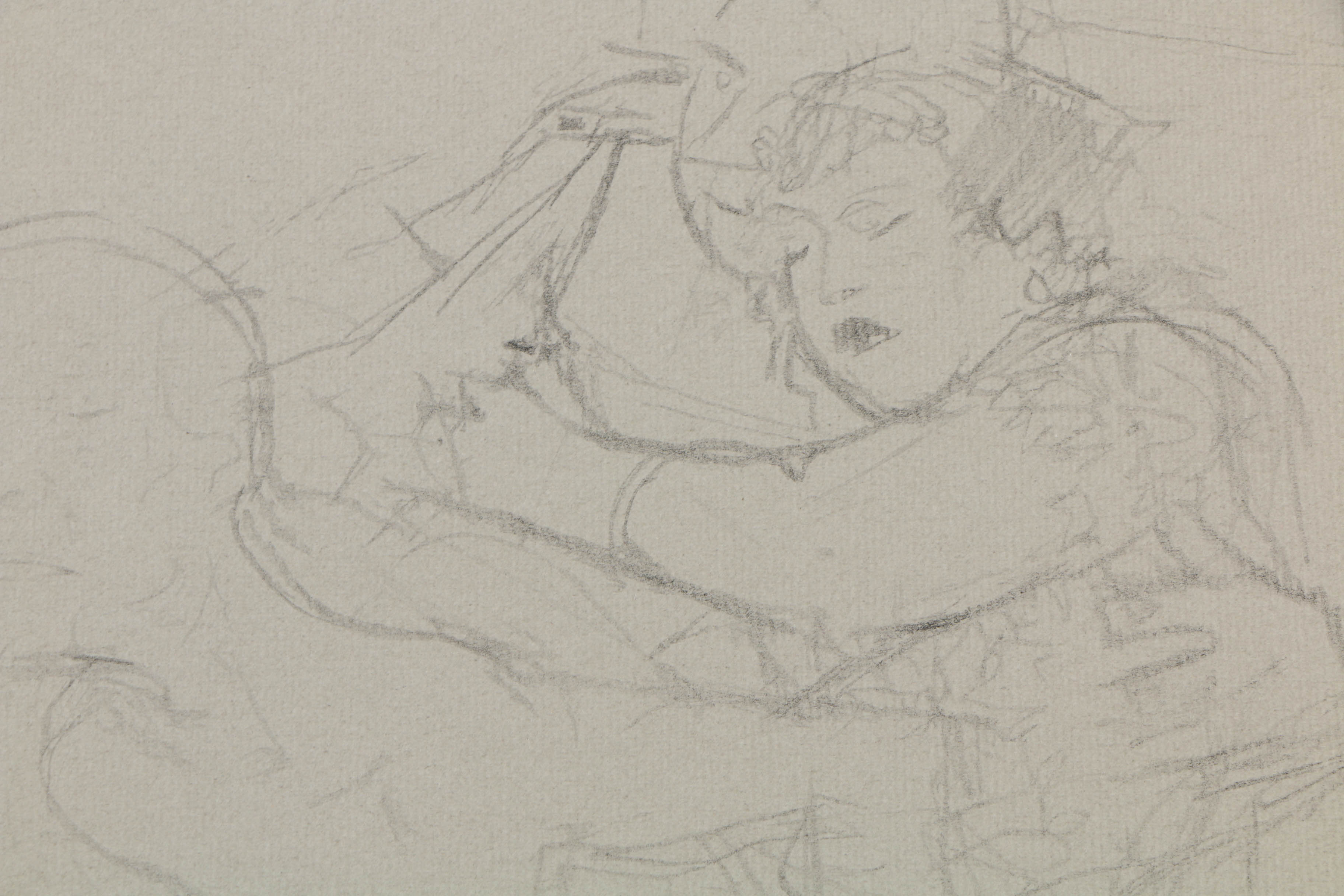 Jack Levine Pochoir Lithograph on Paper "Untitled 6"