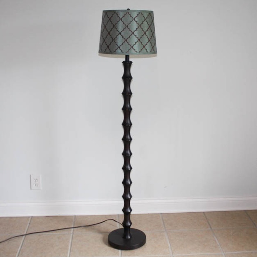 Contemporary Floor Lamp With Quatrefoil Patterned Shade