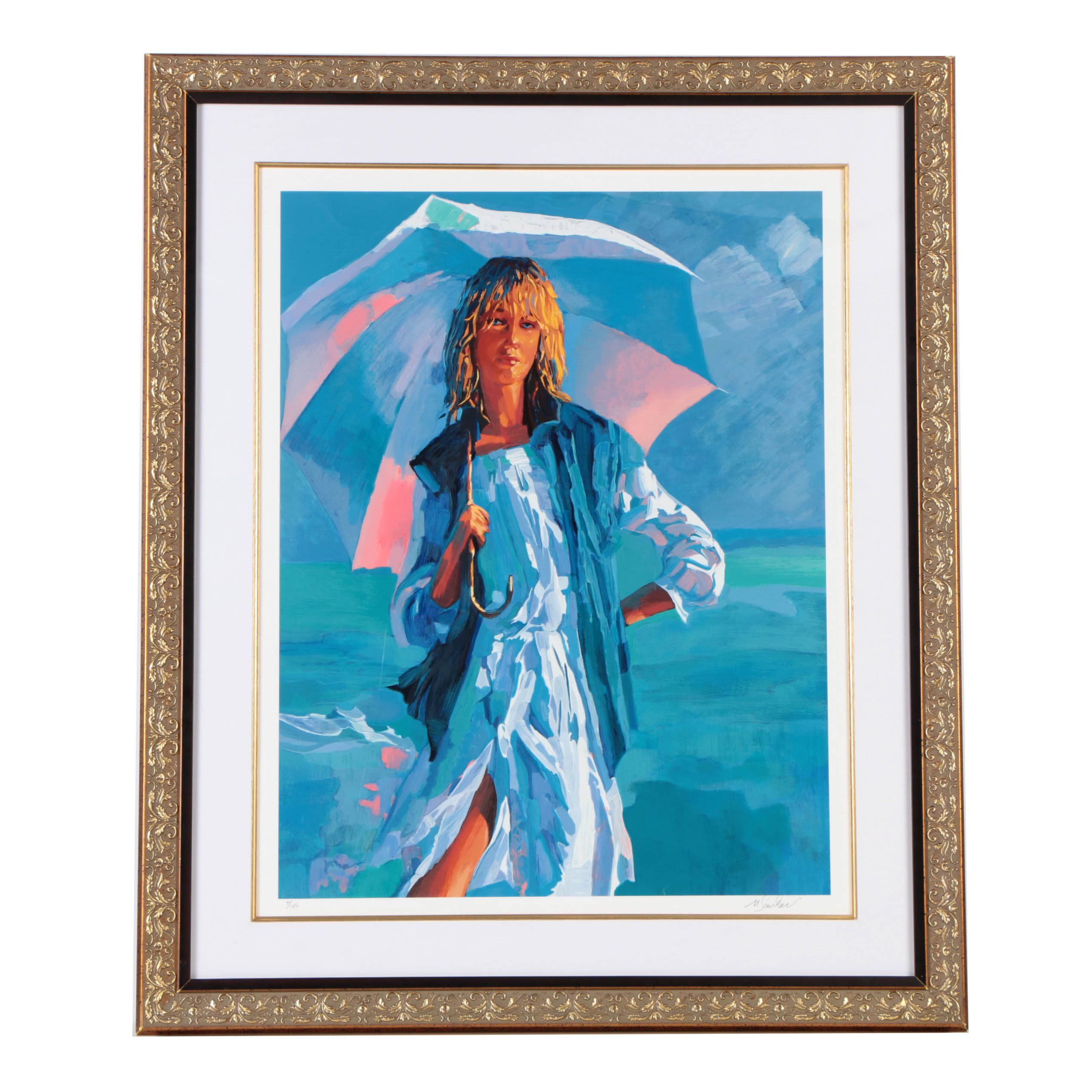 Nicola Simbari Limited Edition Serigraph on Paper "El Parasol"
