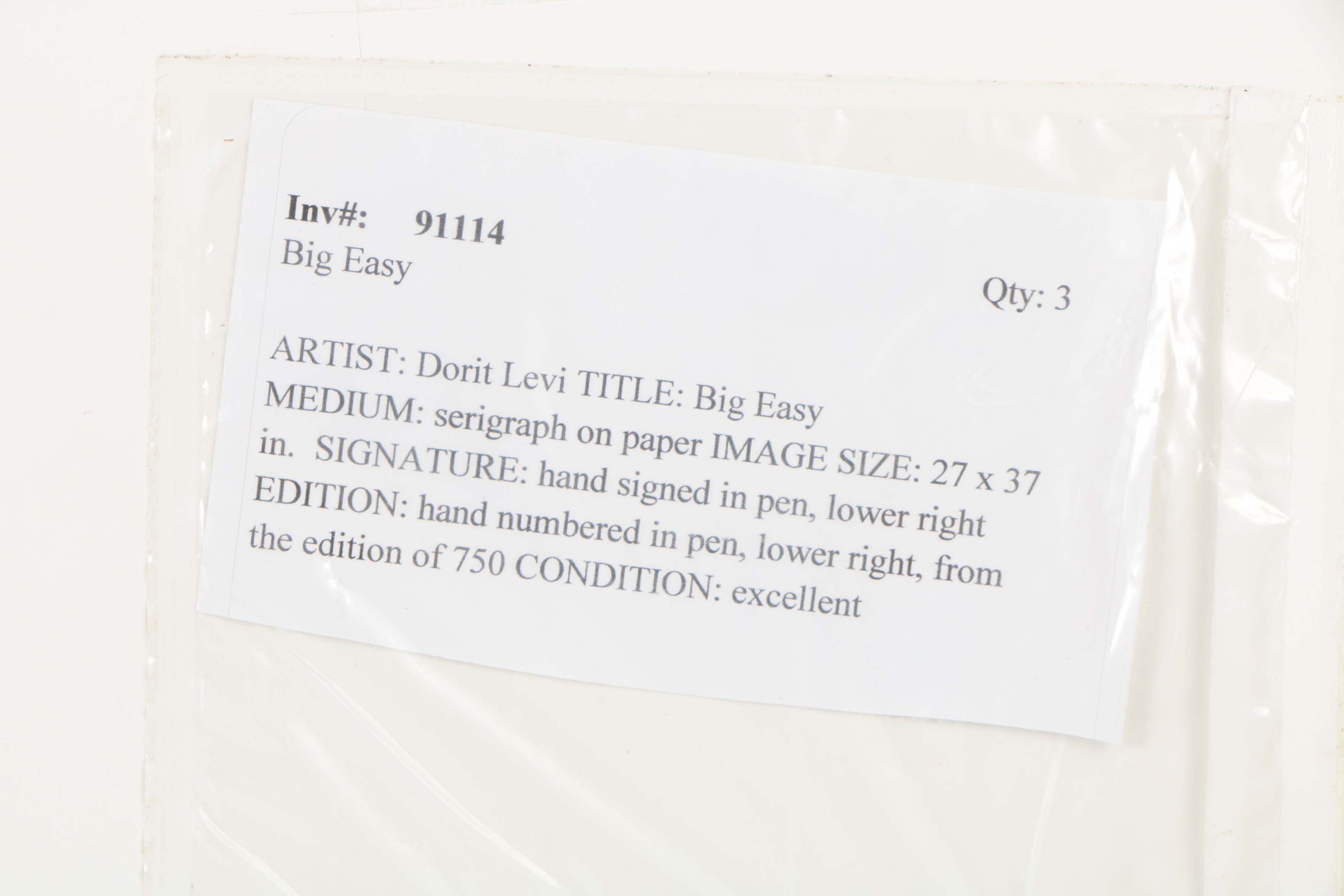 Dorit Levi Limited Edition Serigraph on Paper "Big Easy"