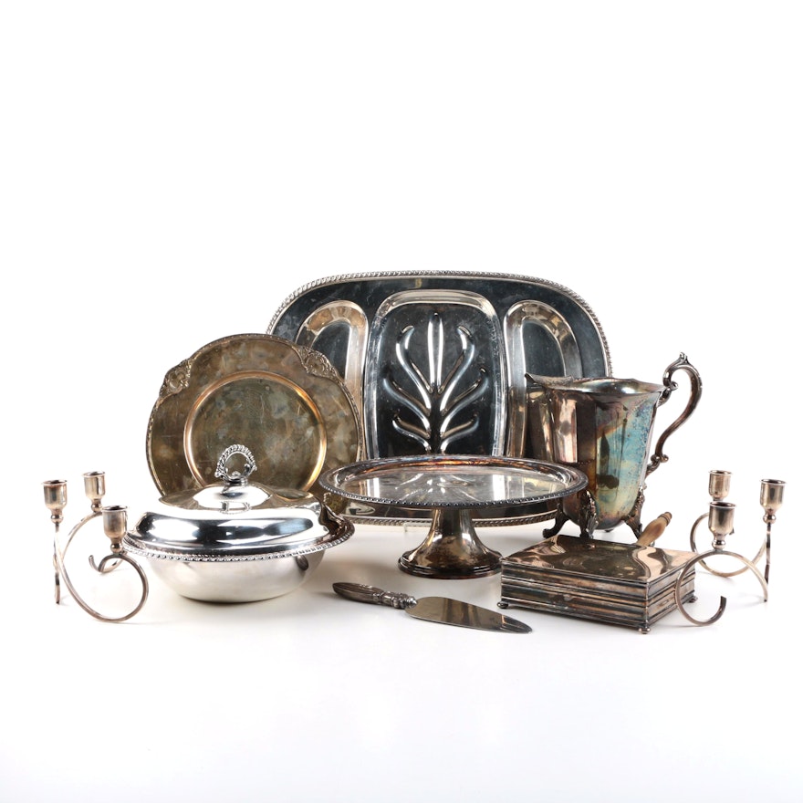 Silver Plate Tableware and Décor Assortment Featuring Wm. Rogers