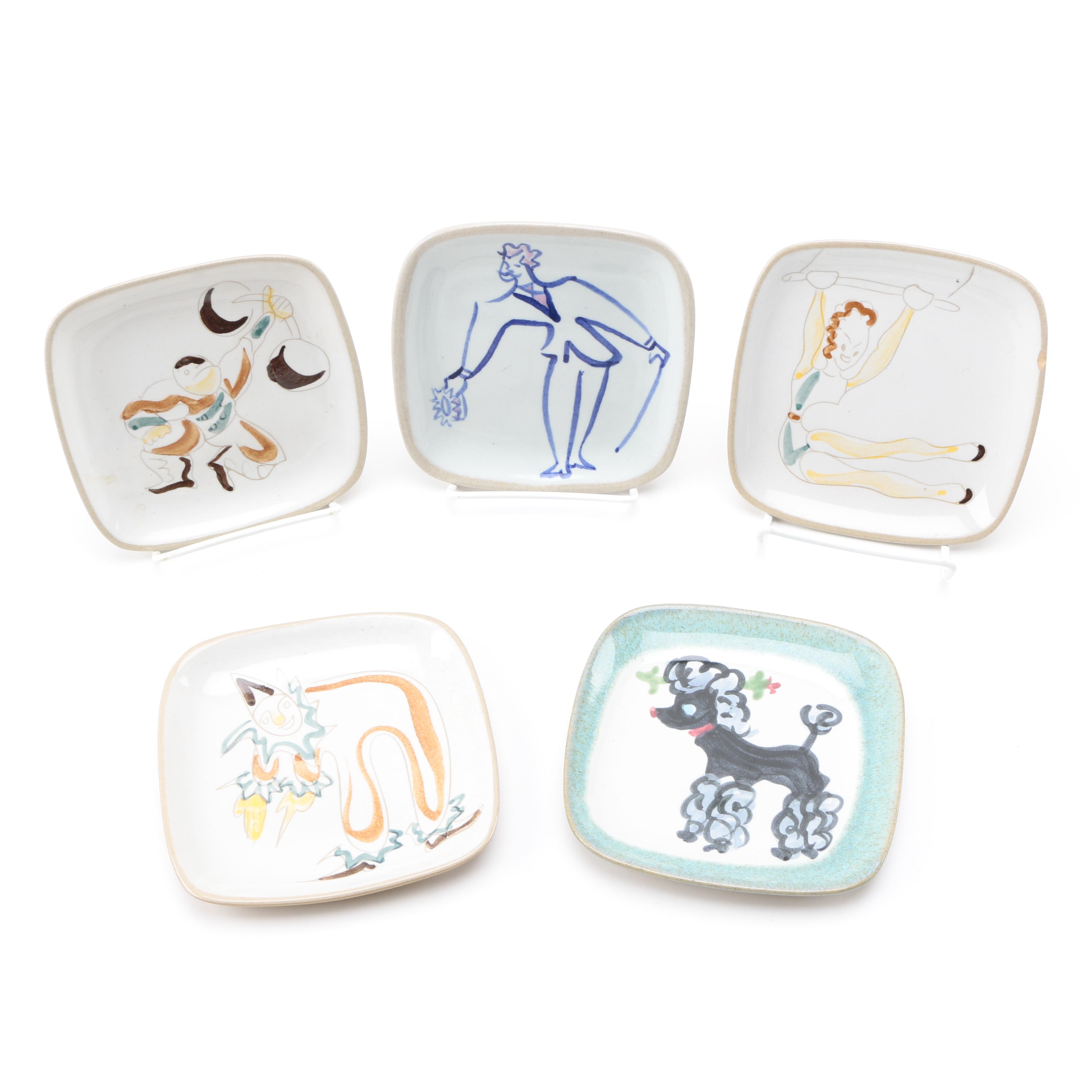 Vintage Glidden Pottery "Circus" and "Fancy Poodle" Plates
