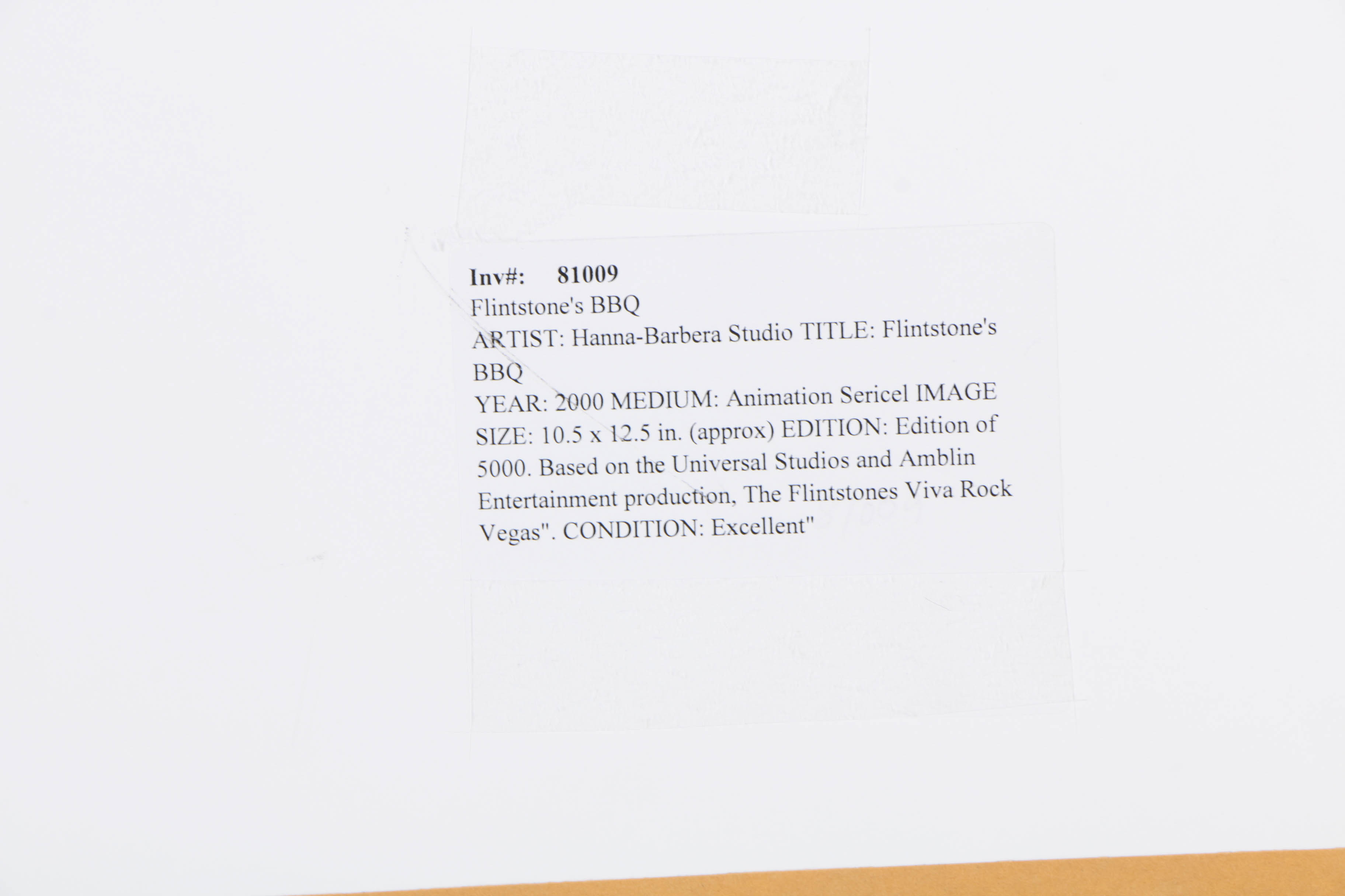 Hannah-Barbera Limited Edition Animation Sericel "Flintstones BBQ"