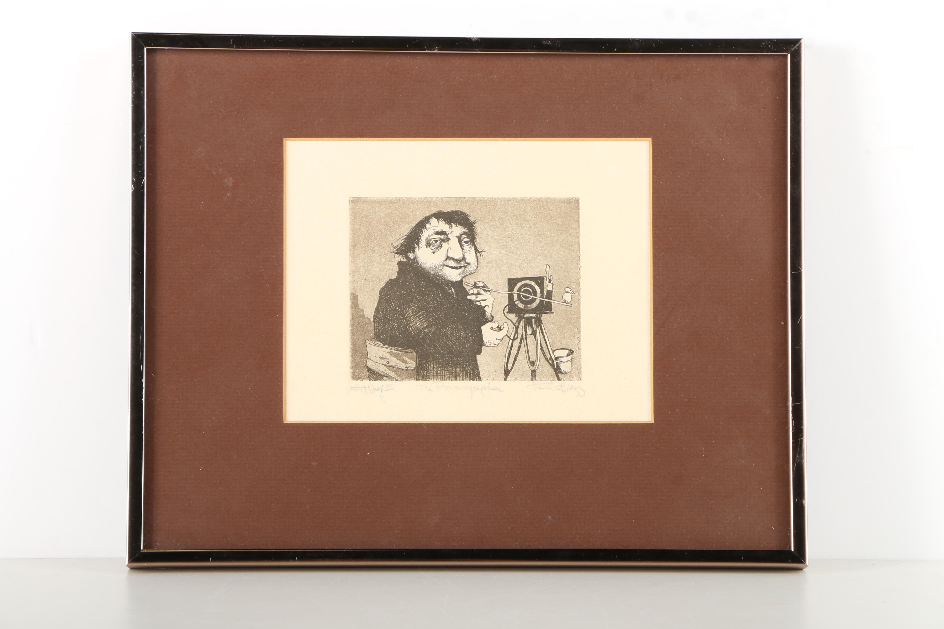 Charles Bragg Artist's Proof Etching "The Pornographer"