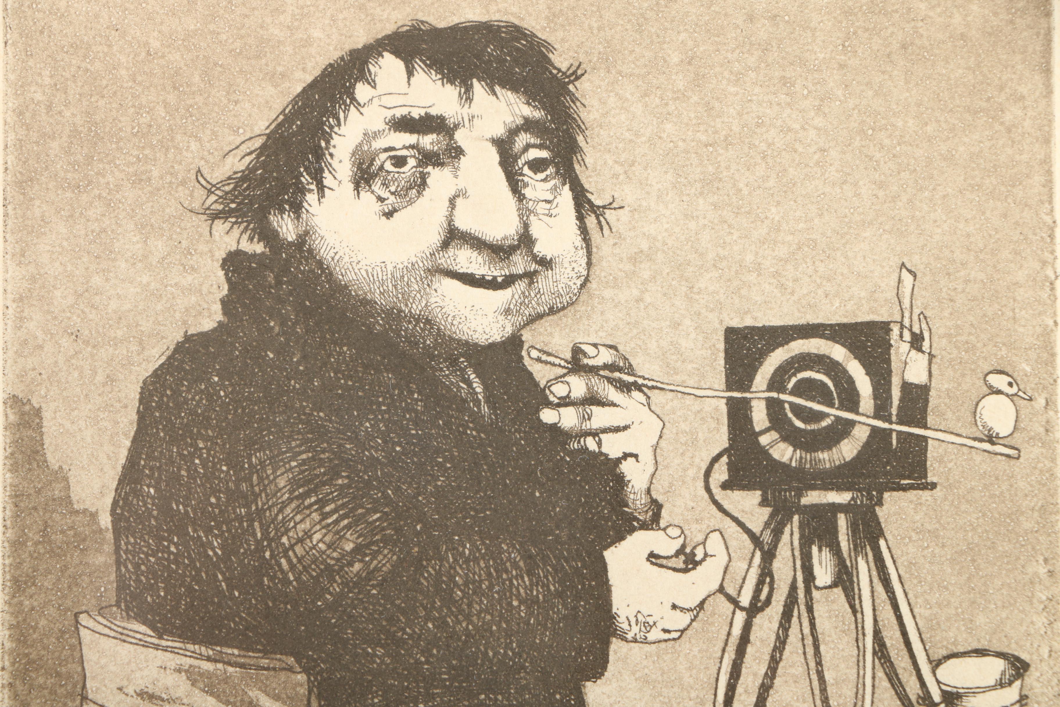 Charles Bragg Artist's Proof Etching "The Pornographer"