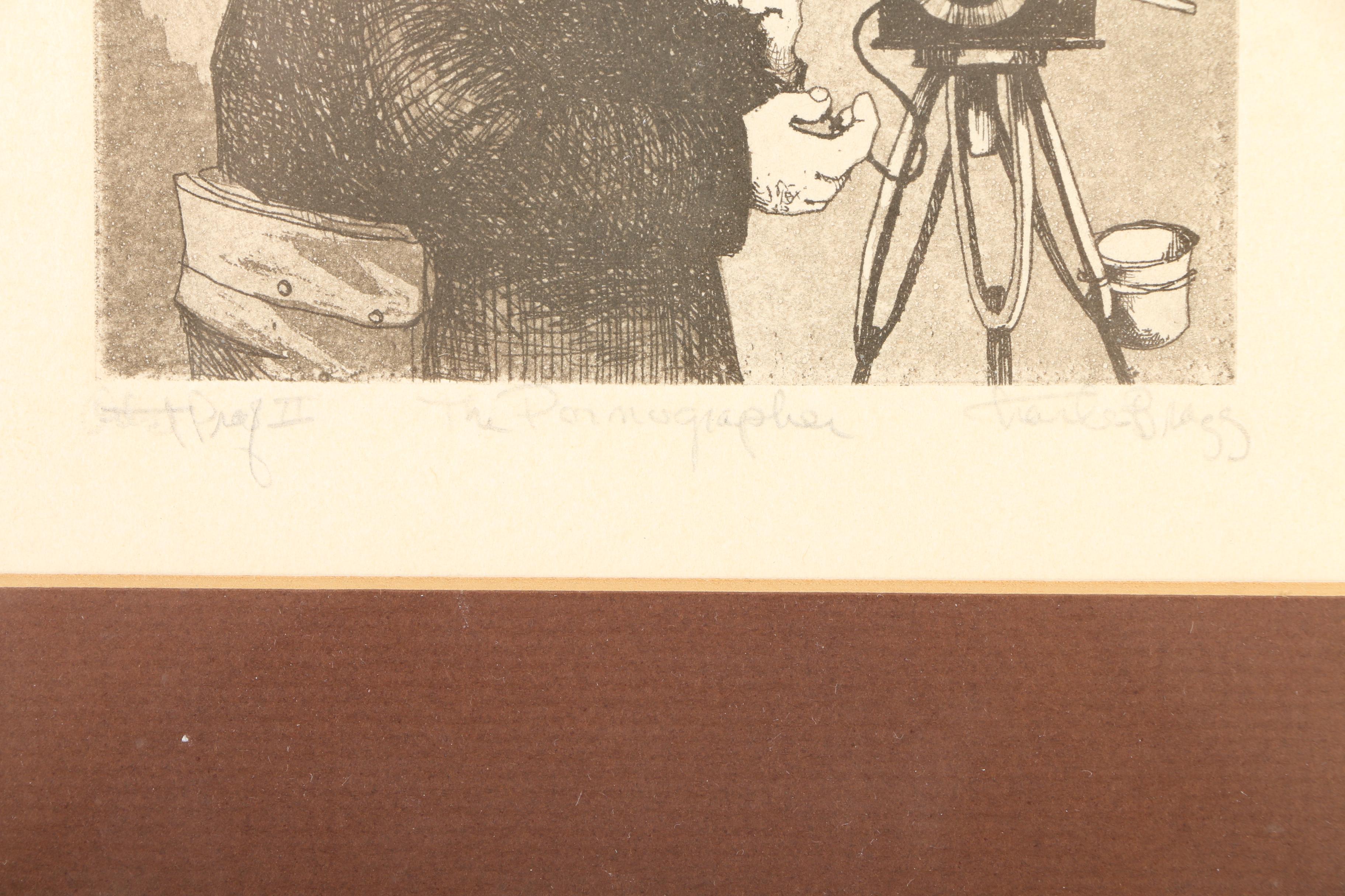 Charles Bragg Artist's Proof Etching "The Pornographer"