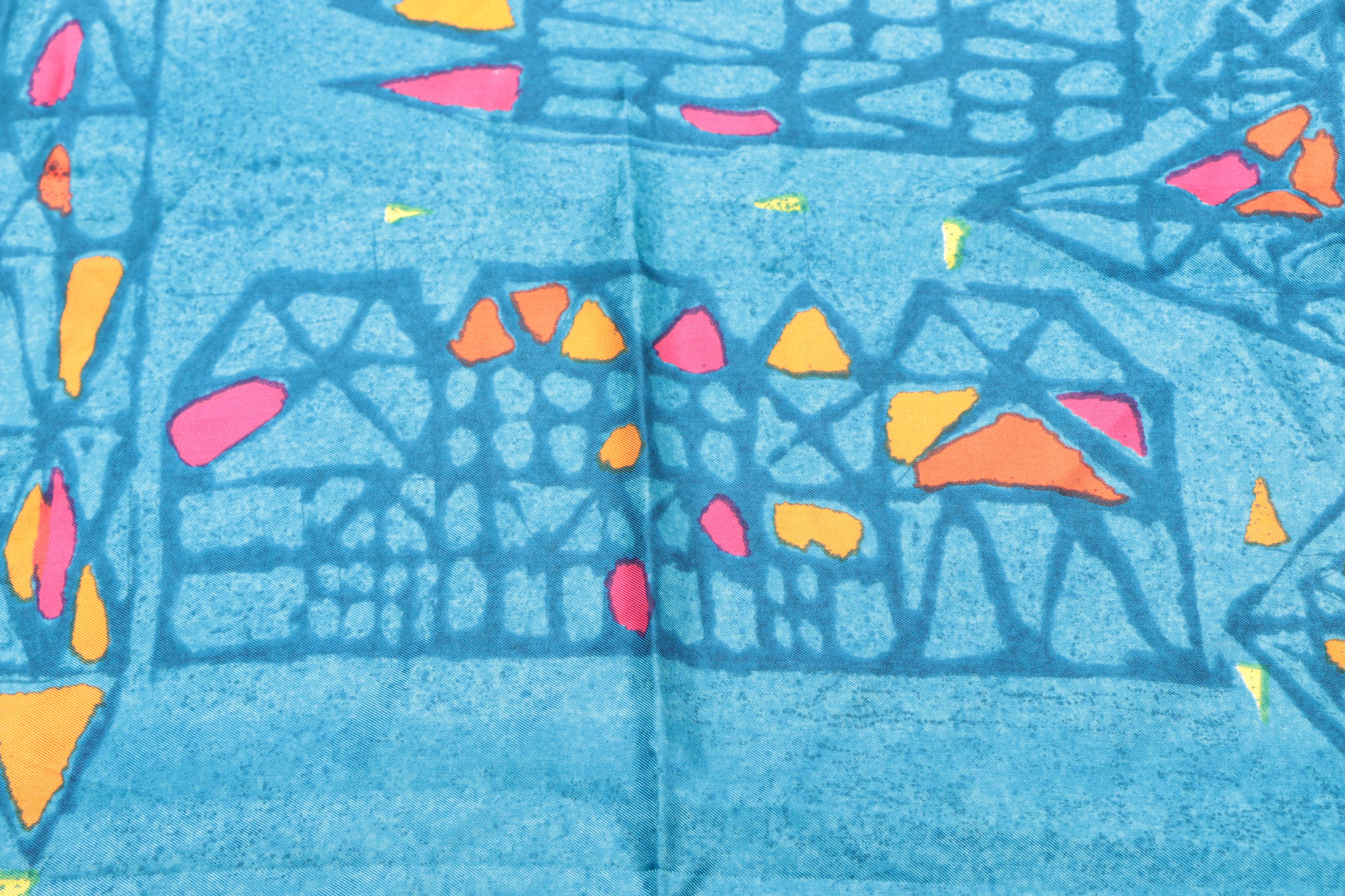 Lanvin Blue Geometric Silk Scarf