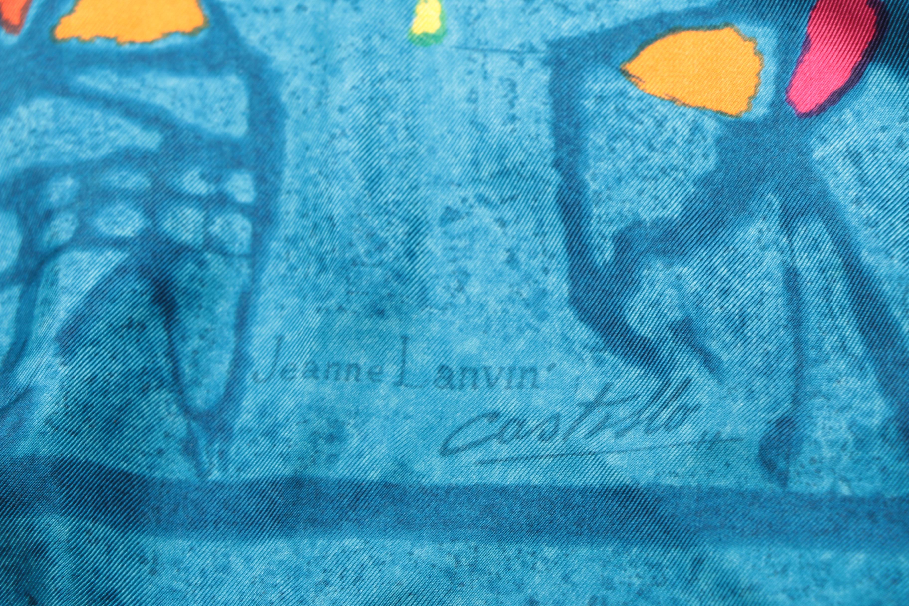 Lanvin Blue Geometric Silk Scarf