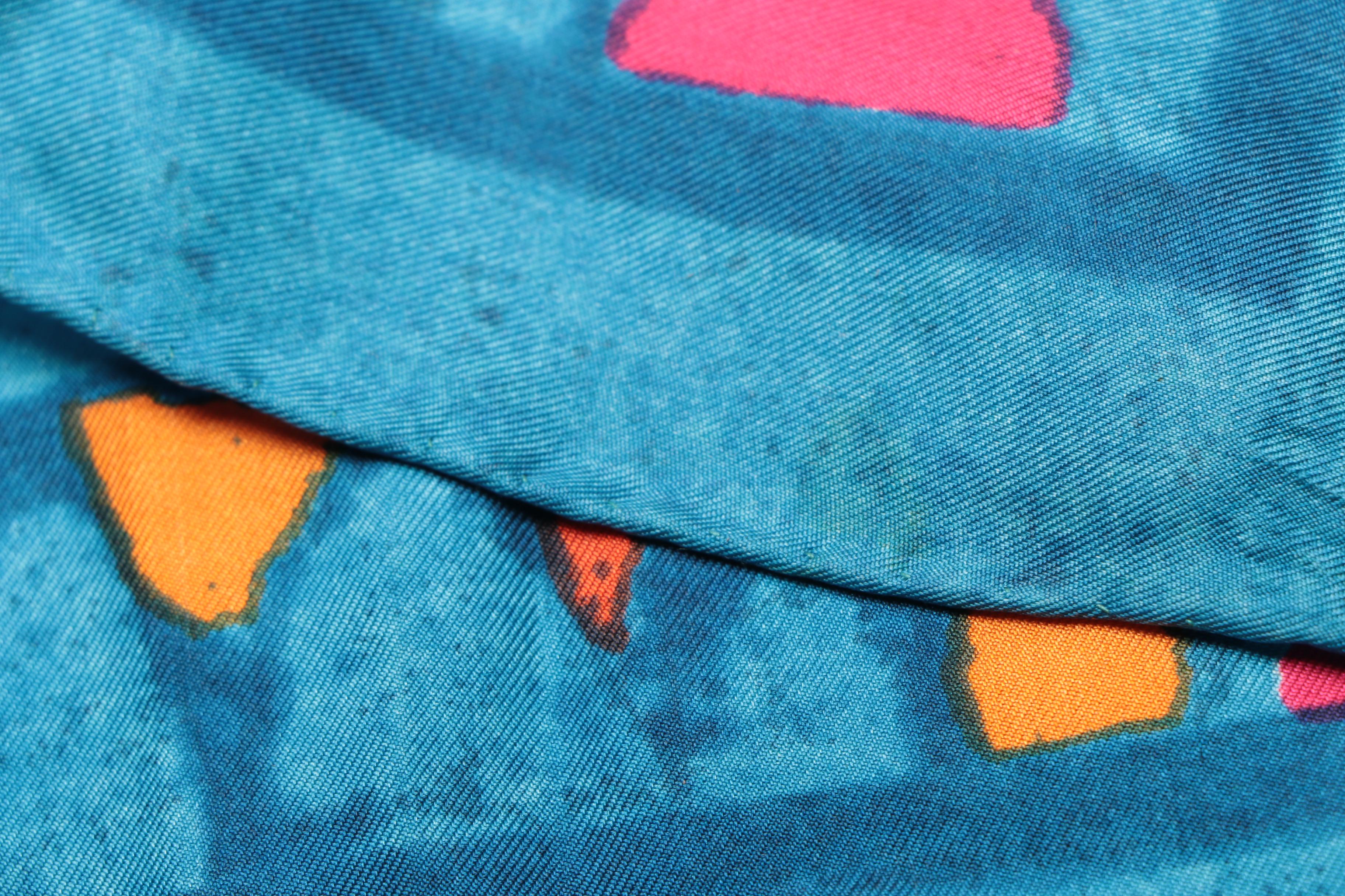 Lanvin Blue Geometric Silk Scarf