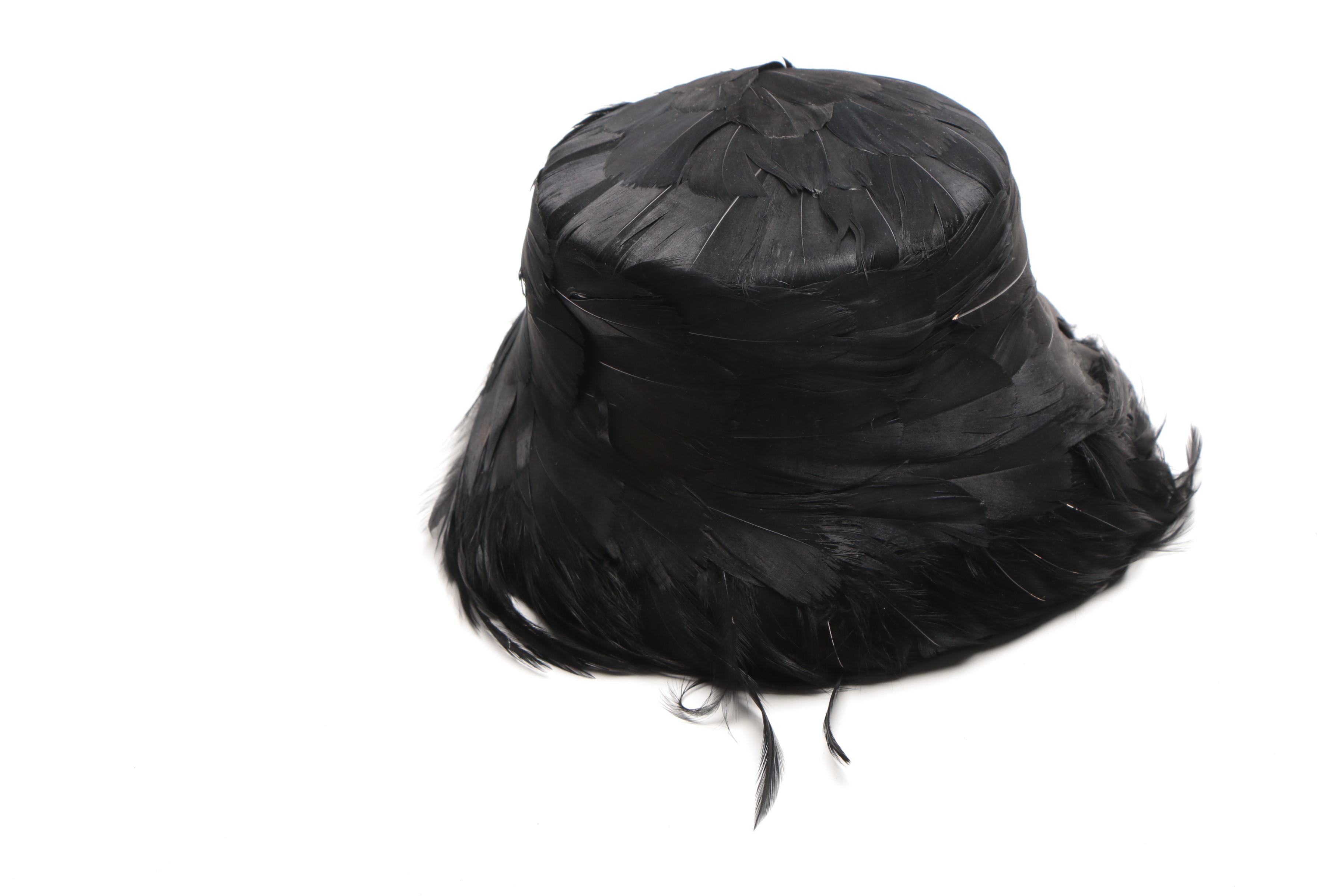 Black Feathered Women's Vintage Hats
