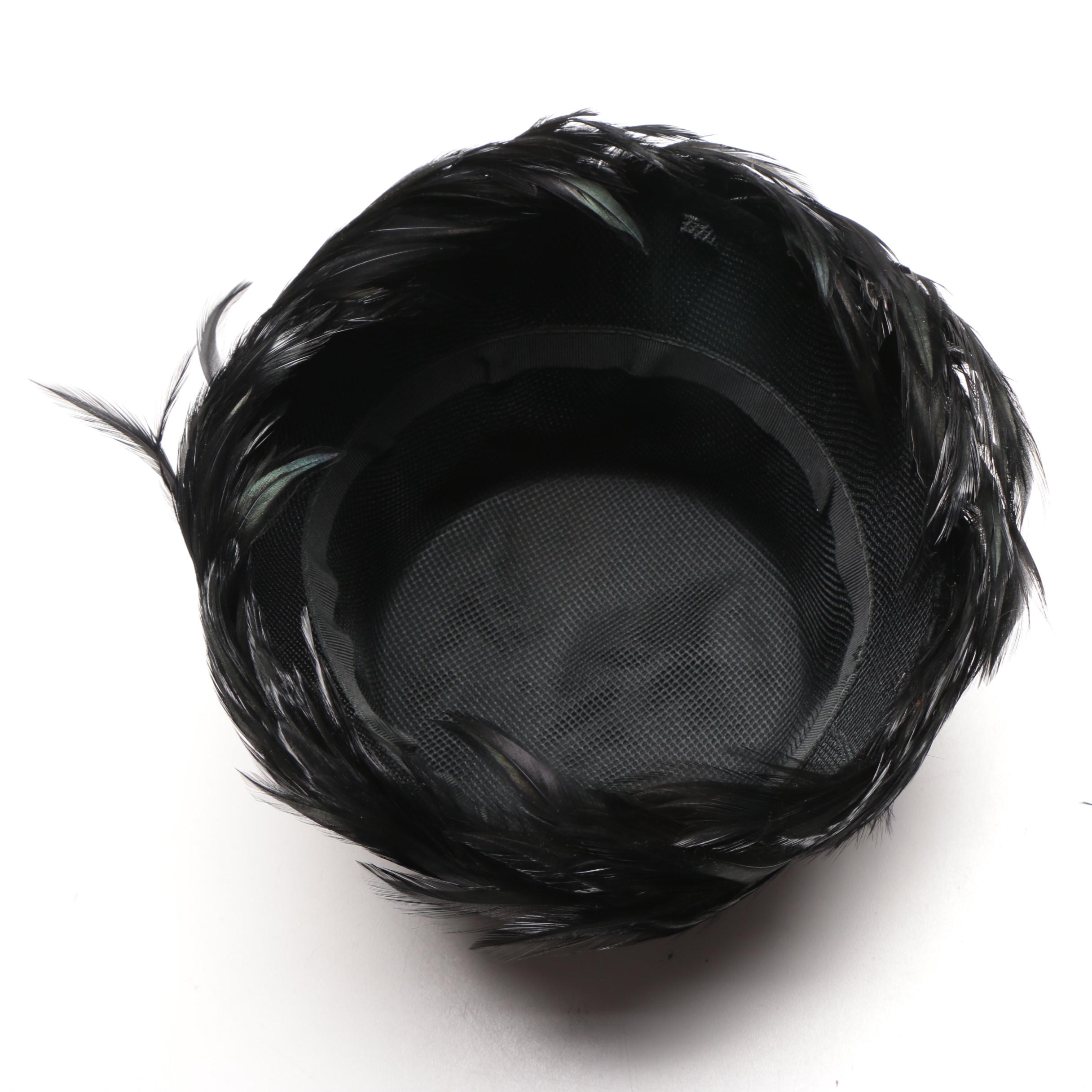 Black Feathered Women's Vintage Hats