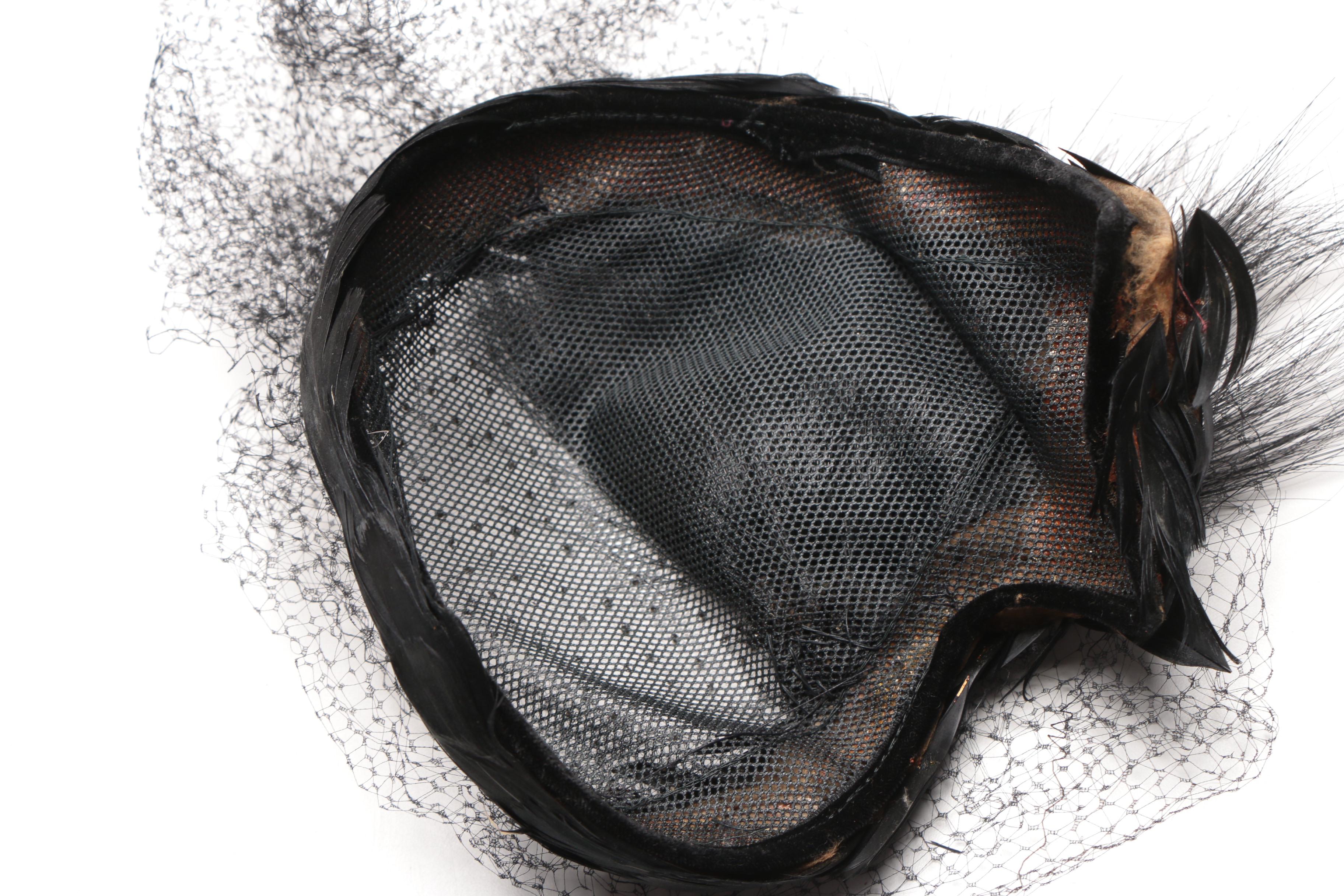 Black Feathered Women's Vintage Hats