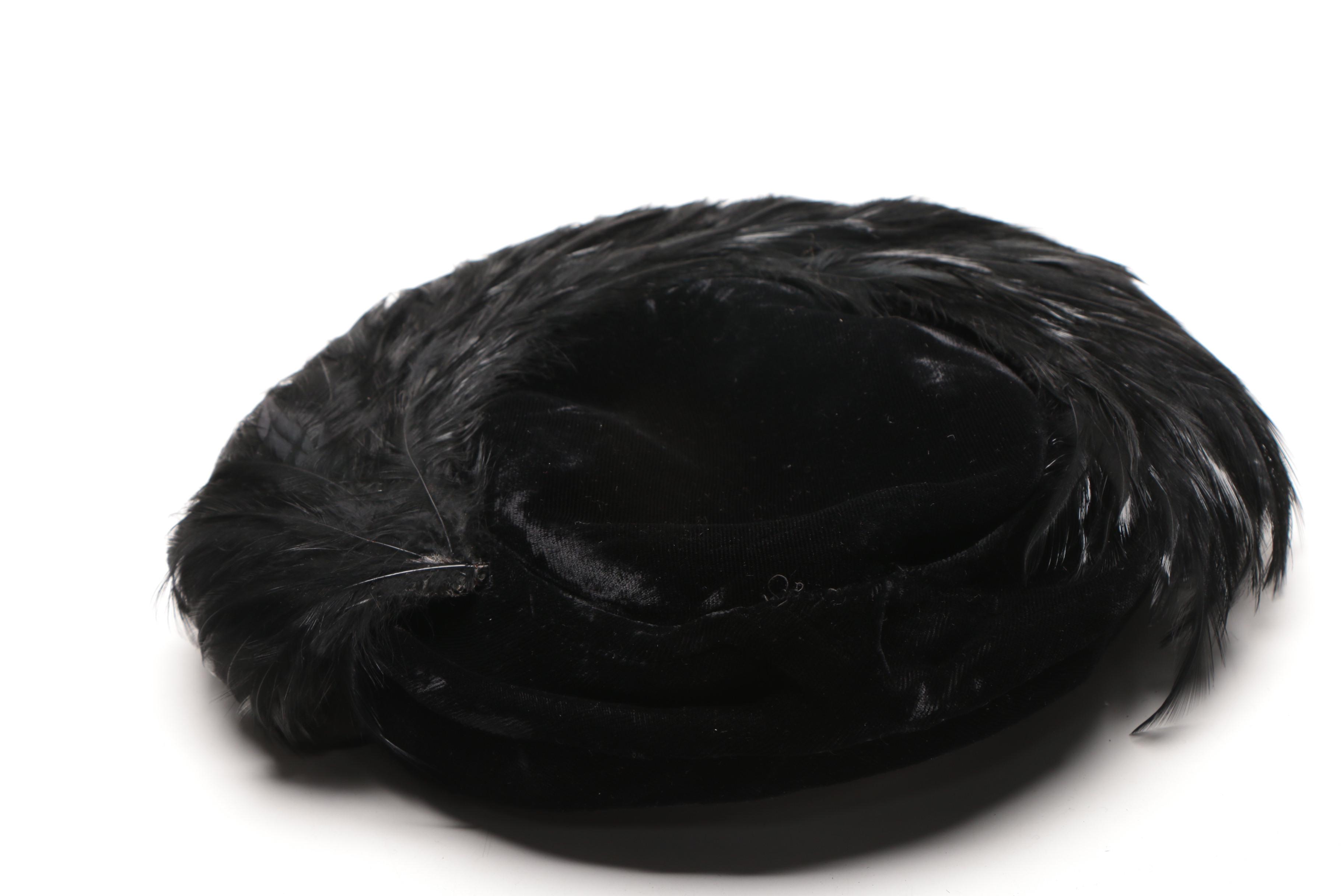 Black Feathered Women's Vintage Hats