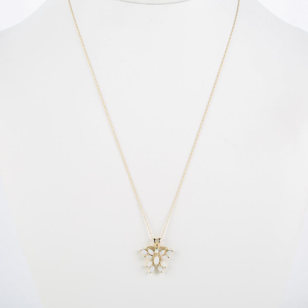 10K Yellow Gold and Opal Butterfly Pendant Necklace