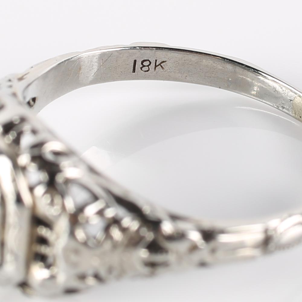 Late Edwardian 18K White Gold and Diamond Ring