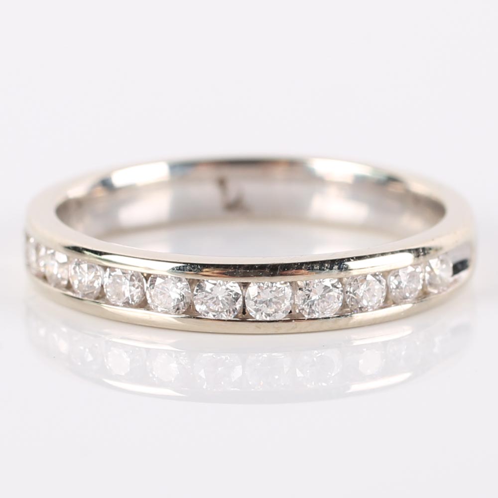 14K White Gold Channel Set Diamond Band
