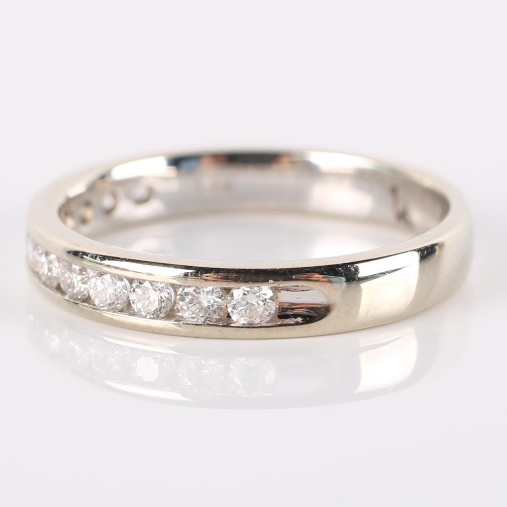 14K White Gold Channel Set Diamond Band