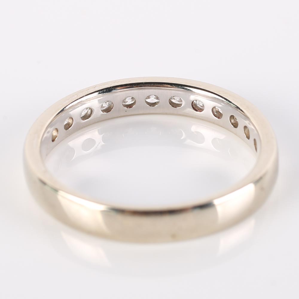 14K White Gold Channel Set Diamond Band