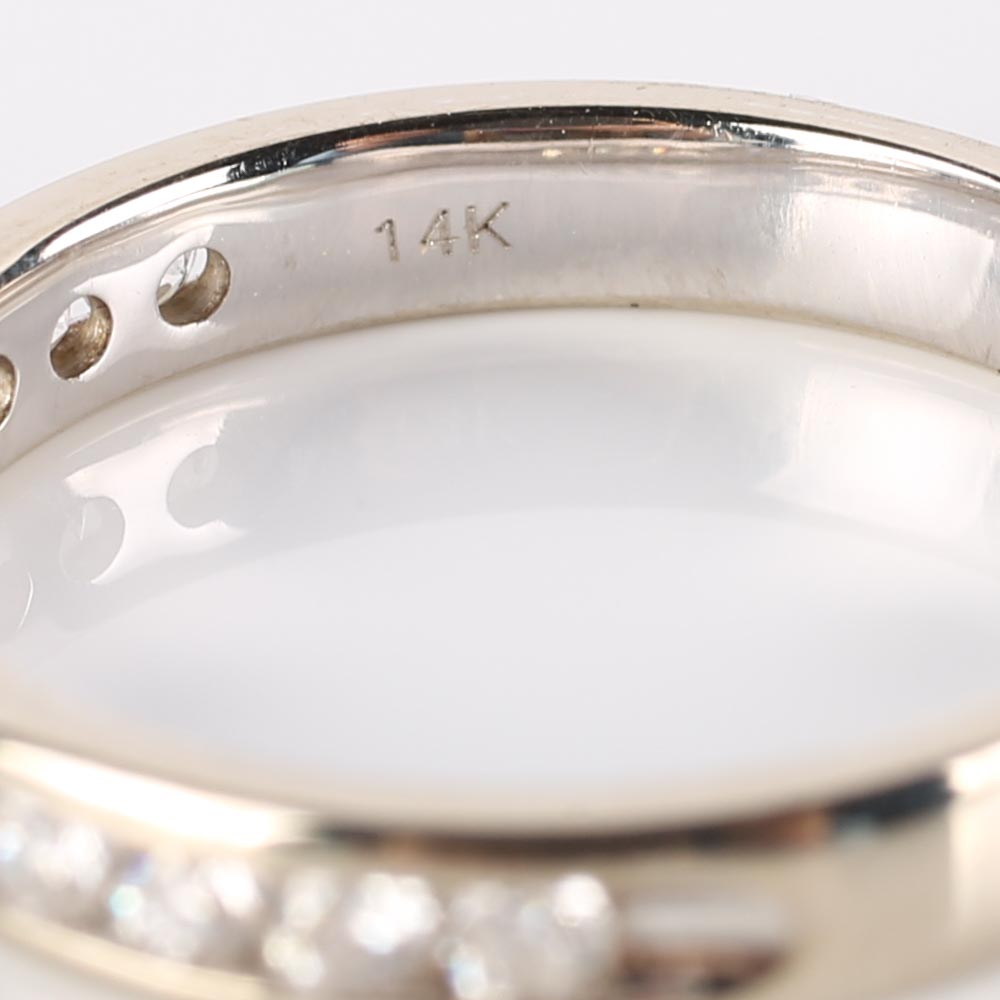 14K White Gold Channel Set Diamond Band