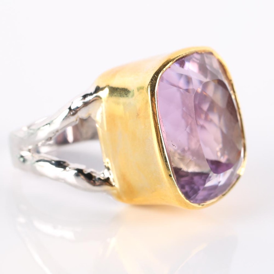 Sterling Silver and 36.50 CTS Amethyst Statement Ring