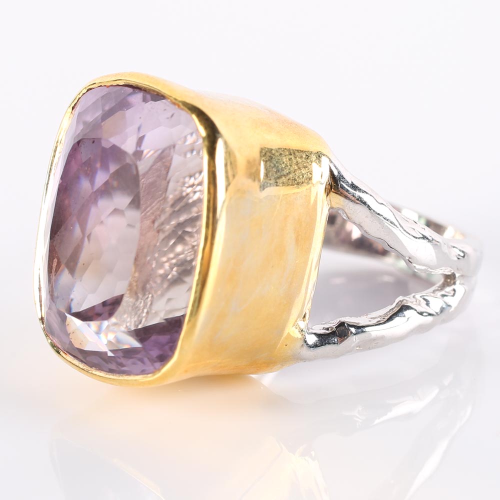 Sterling Silver and 36.50 CTS Amethyst Statement Ring