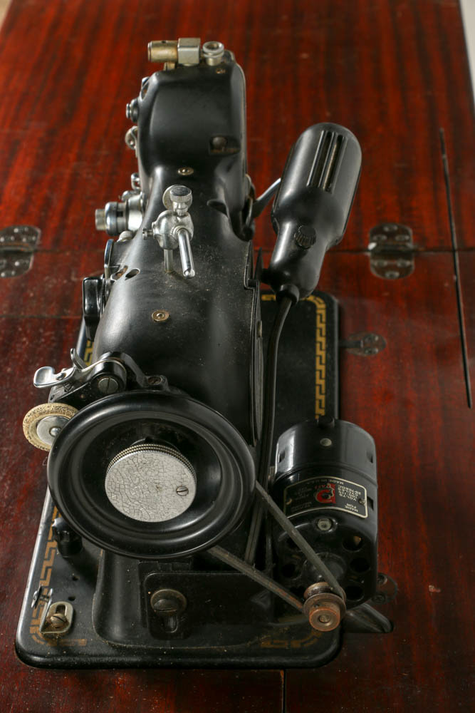 Pfaff 130 Sewing Machine on Combination Cabinet and Chair