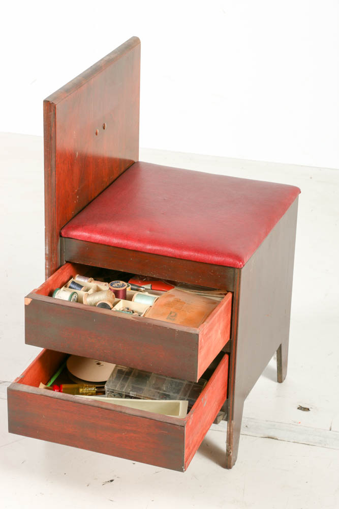 Pfaff 130 Sewing Machine on Combination Cabinet and Chair